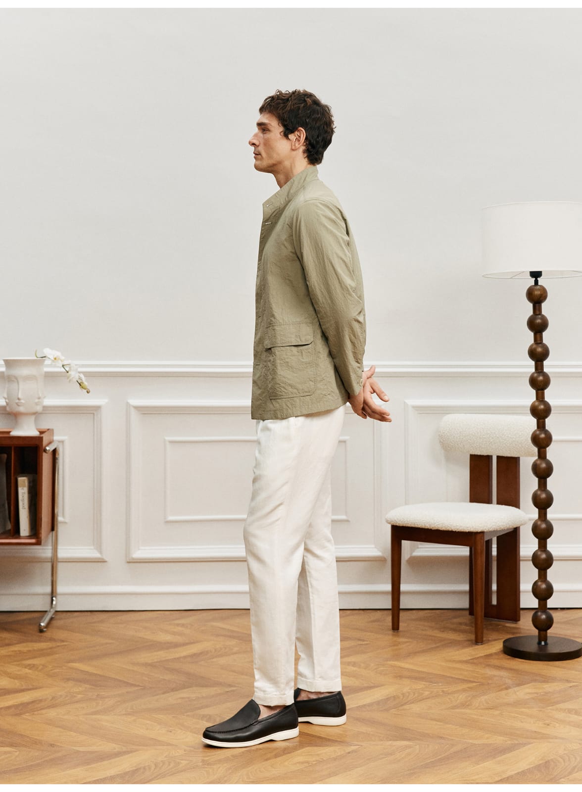 ITALIAN GENTLEMAN WRINKLE-TEXTURE LIGHTWEIGHT EASY-CARE COLLAR JACKET