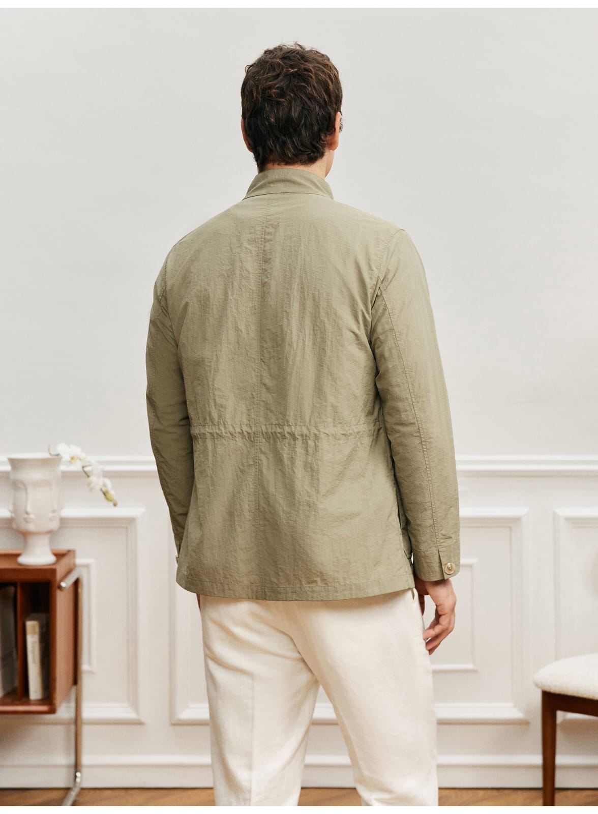 ITALIAN GENTLEMAN WRINKLE-TEXTURE LIGHTWEIGHT EASY-CARE COLLAR JACKET