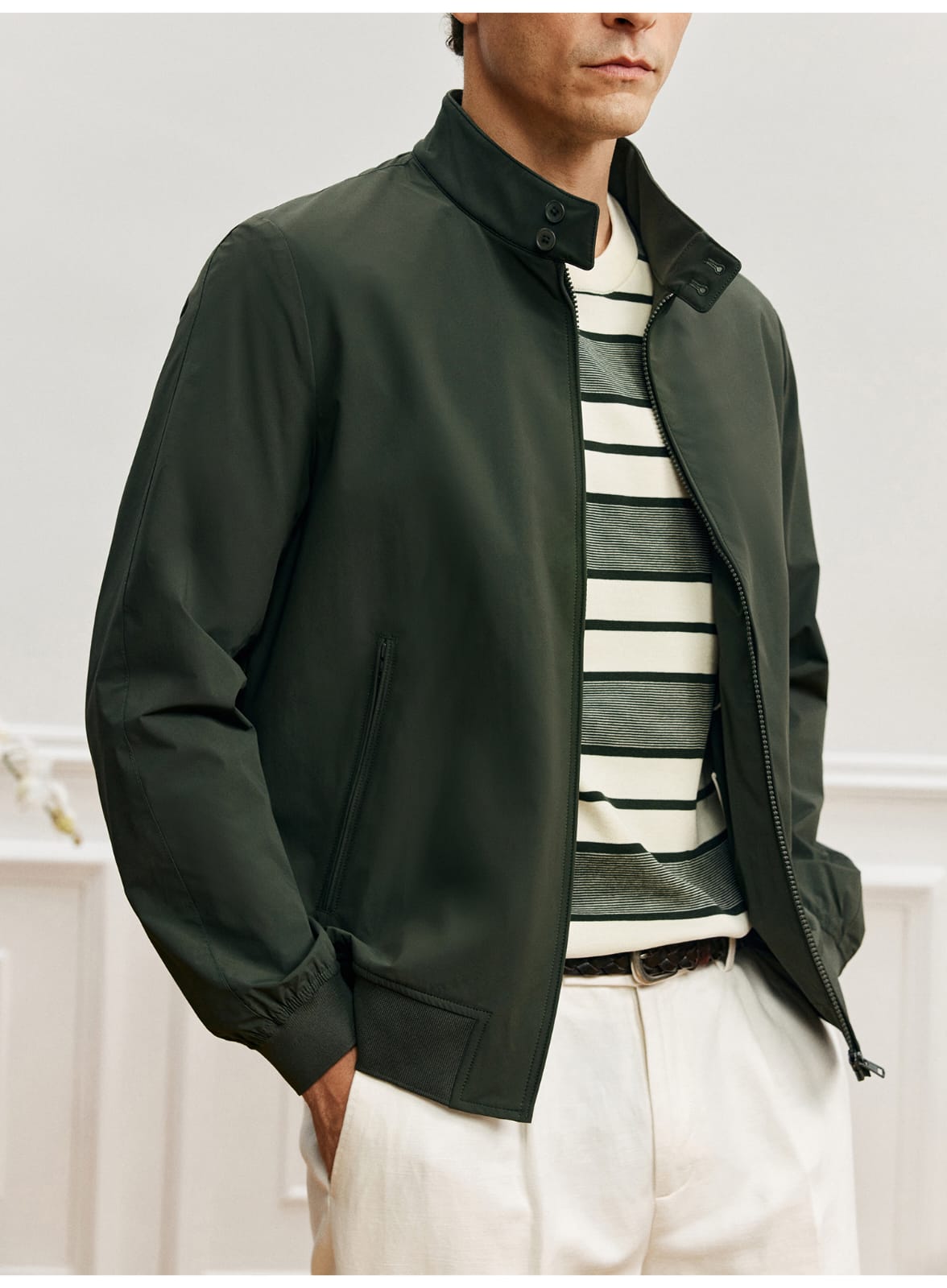 URBAN HARRINGTON SLEEK WRINKLE-RESISTANT WATERPROOF SPRING COLLAR JACKET