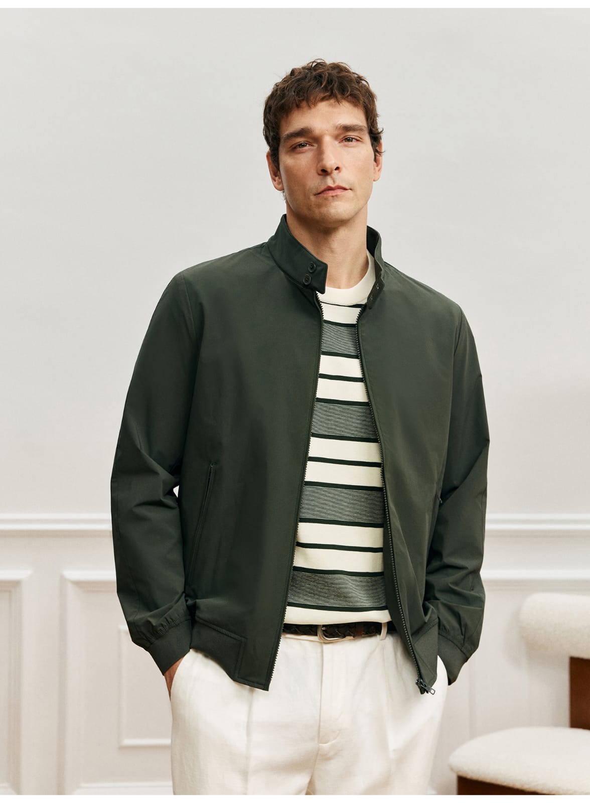 URBAN HARRINGTON SLEEK WRINKLE-RESISTANT WATERPROOF SPRING COLLAR JACKET