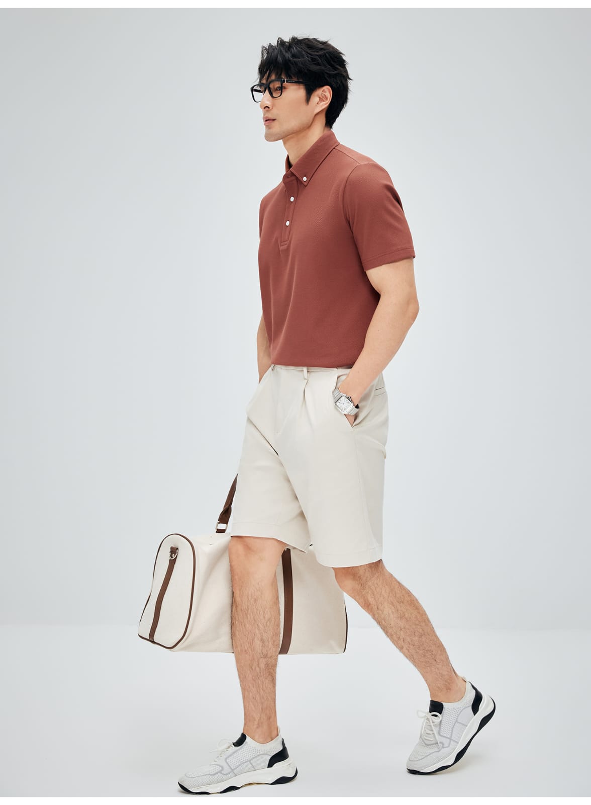 MINIMALIST HIGH-GRADE COTTON LYOCELL FABRIC RELAXED FIT SHORTS
