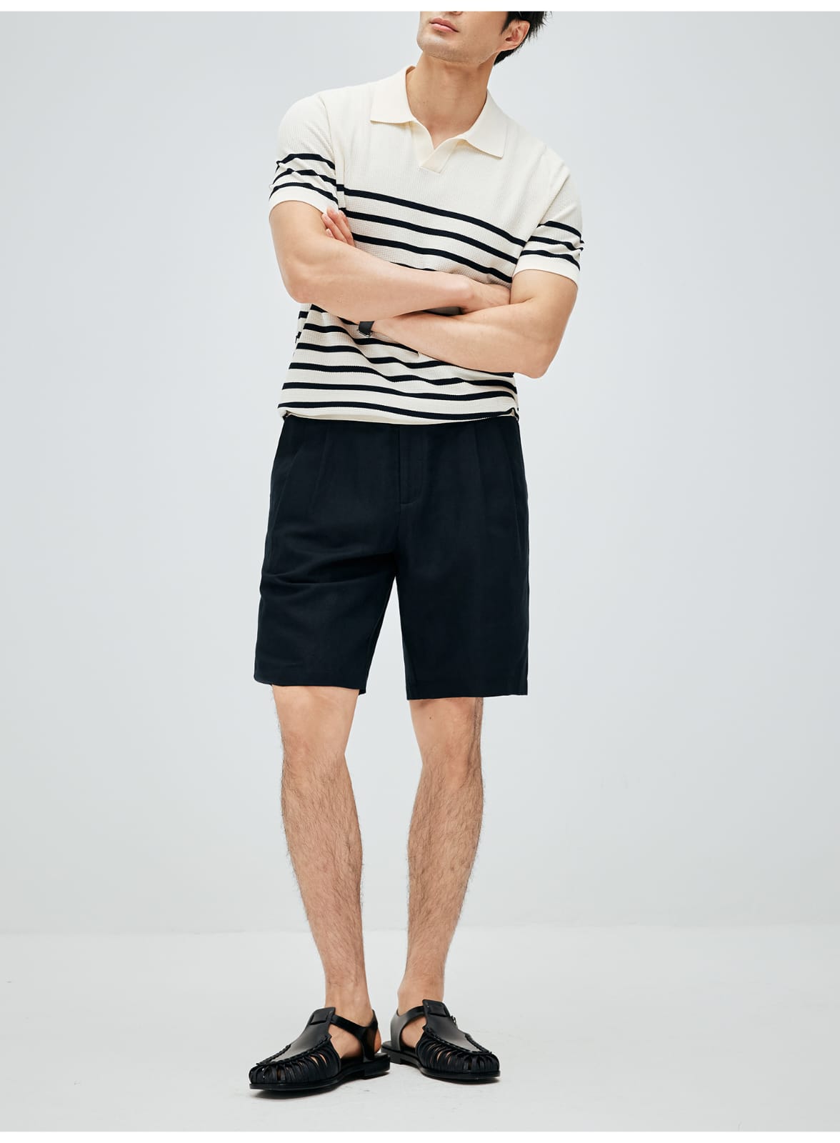 ITALIAN COTTON BLEND DOUBLE PLEATED RELAXED SUMMER SHORTS