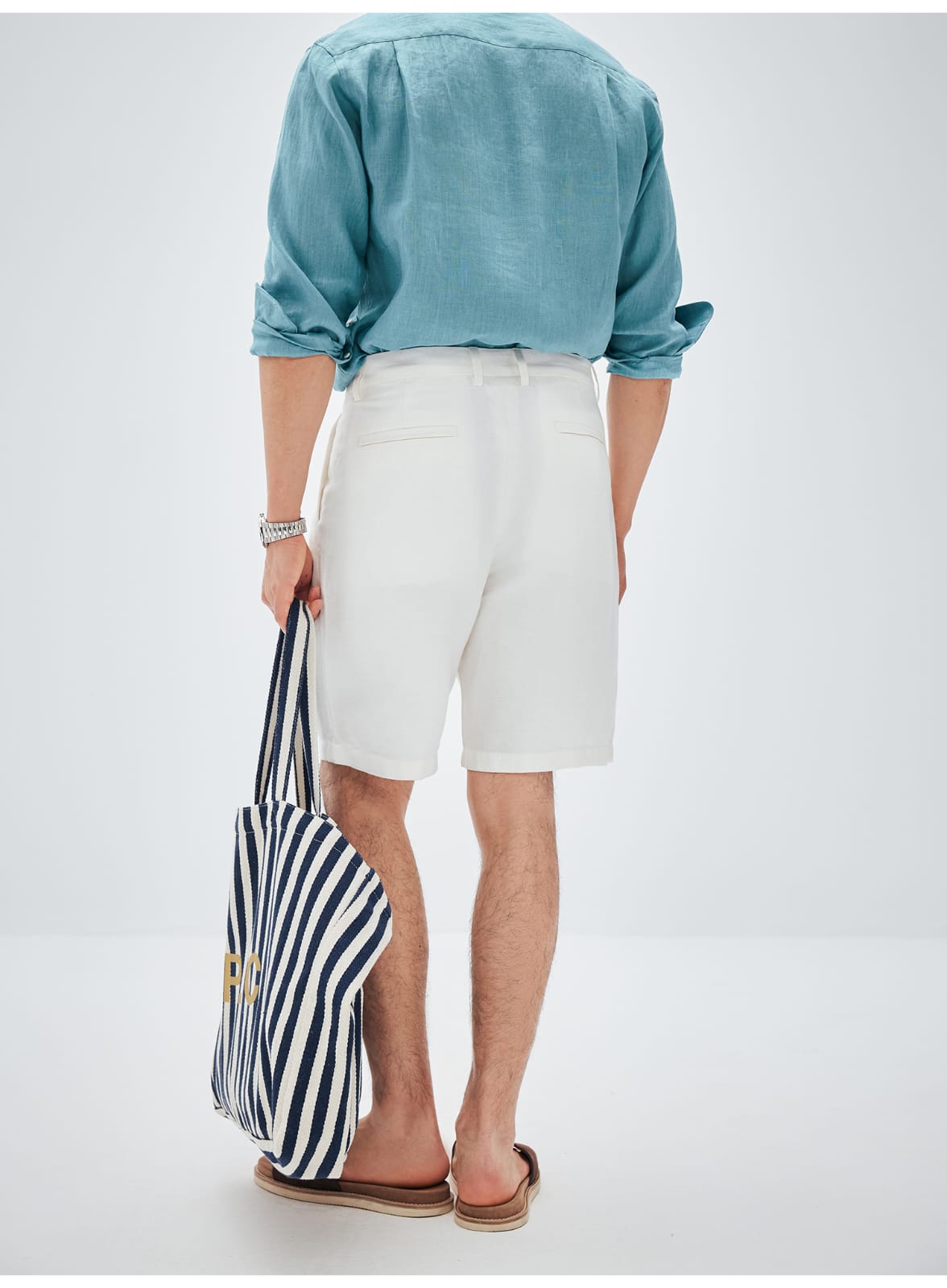 ITALIAN COTTON BLEND DOUBLE PLEATED RELAXED SUMMER SHORTS