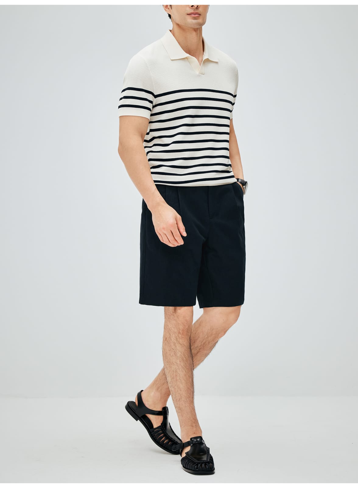 ITALIAN COTTON BLEND DOUBLE PLEATED RELAXED SUMMER SHORTS