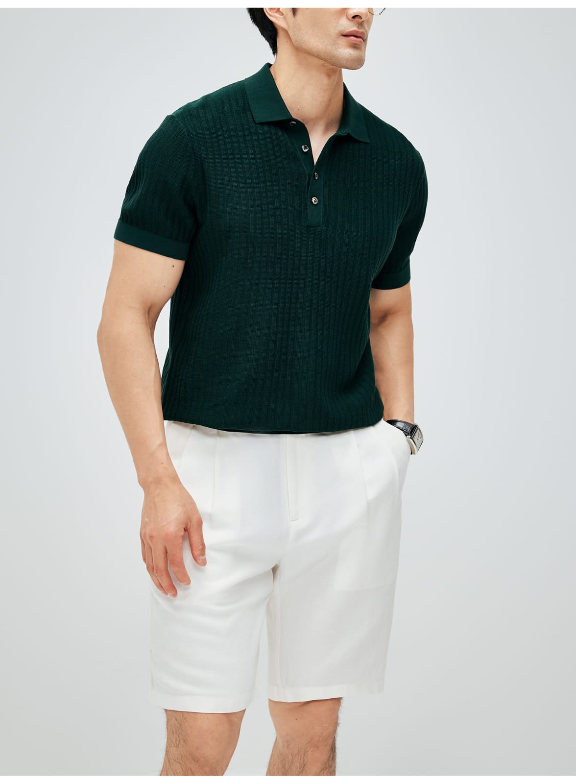 ITALIAN COTTON BLEND DOUBLE PLEATED RELAXED SUMMER SHORTS