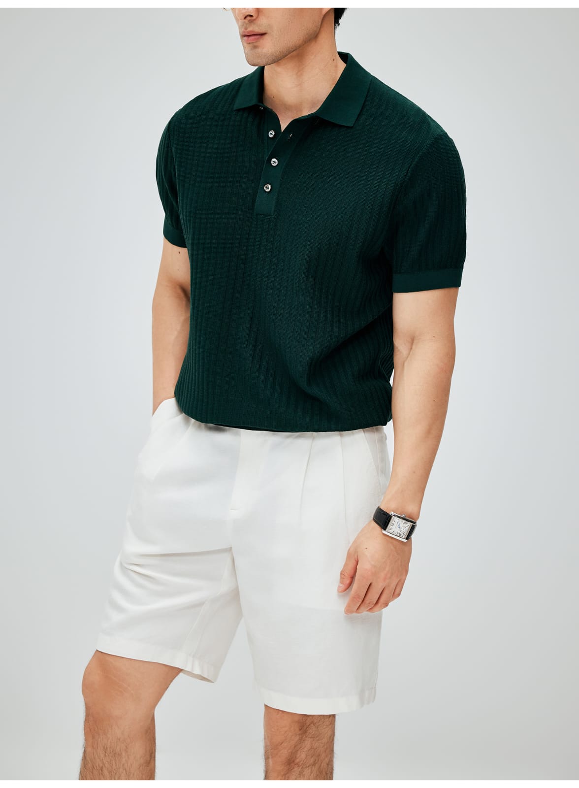 ITALIAN COTTON BLEND DOUBLE PLEATED RELAXED SUMMER SHORTS