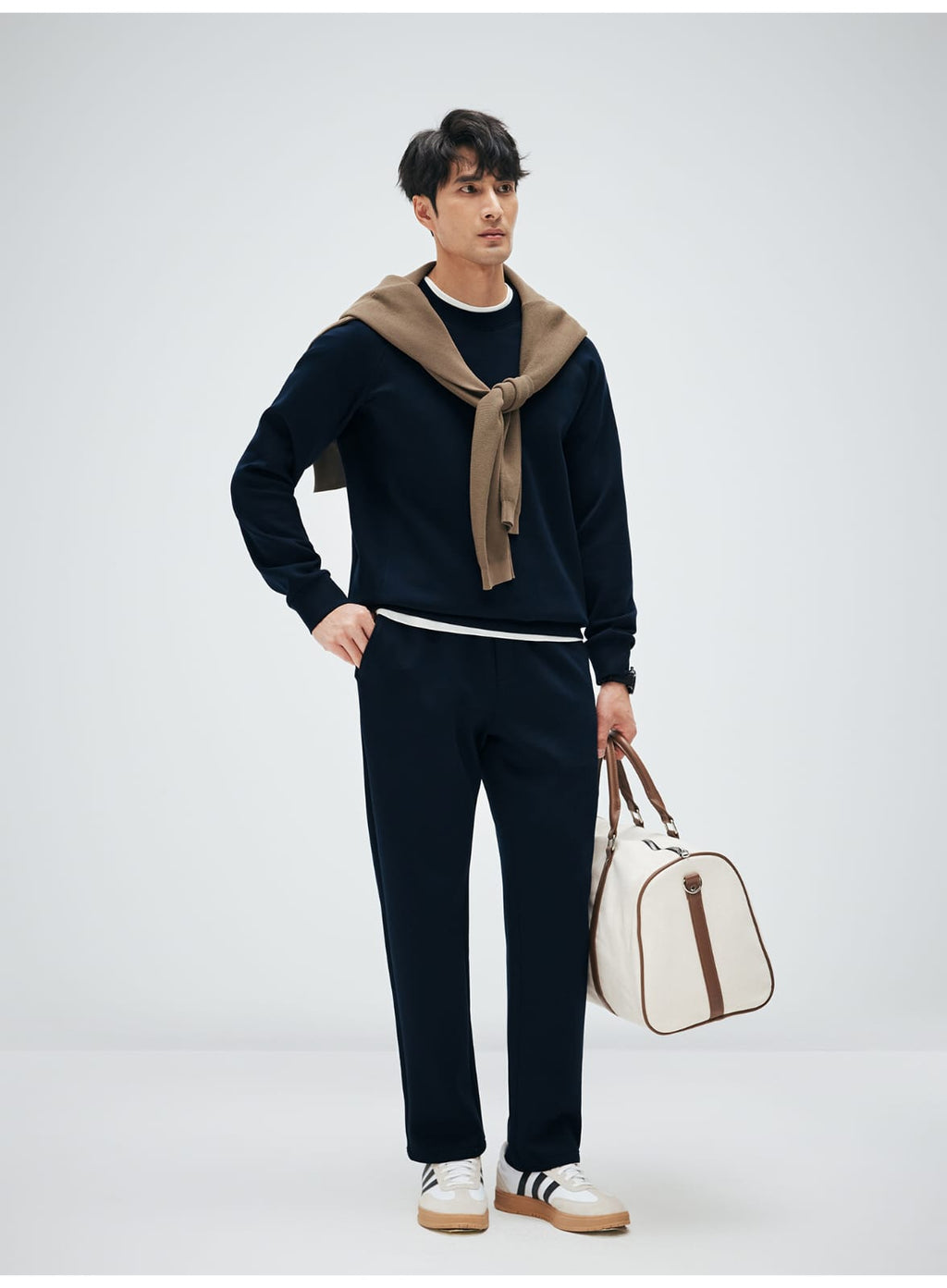 MODAL COTTON ROUND NECK NAVY BLUE  SWEATSHIRT