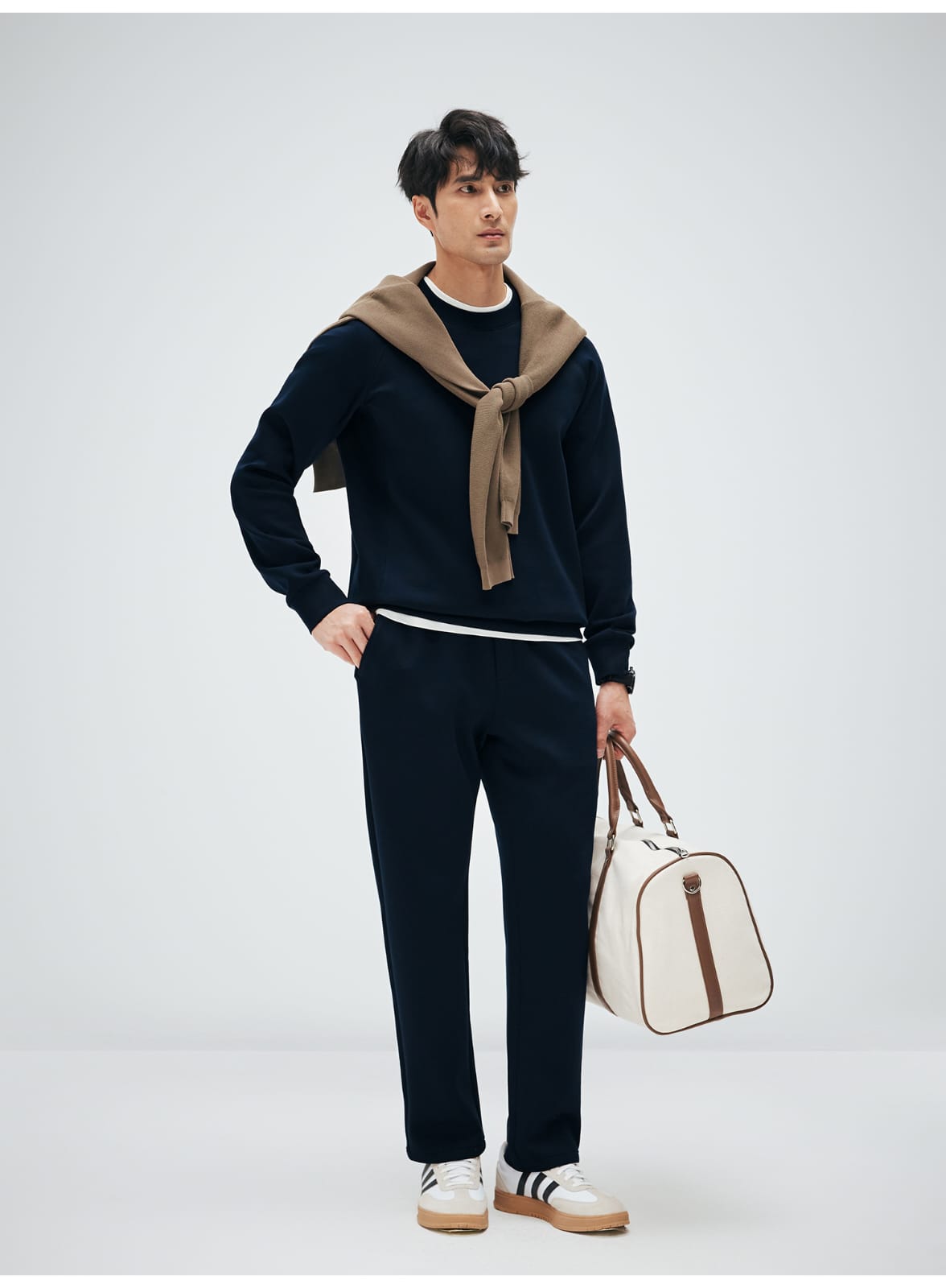 MODAL COTTON ROUND NECK NAVY BLUE  SWEATSHIRT
