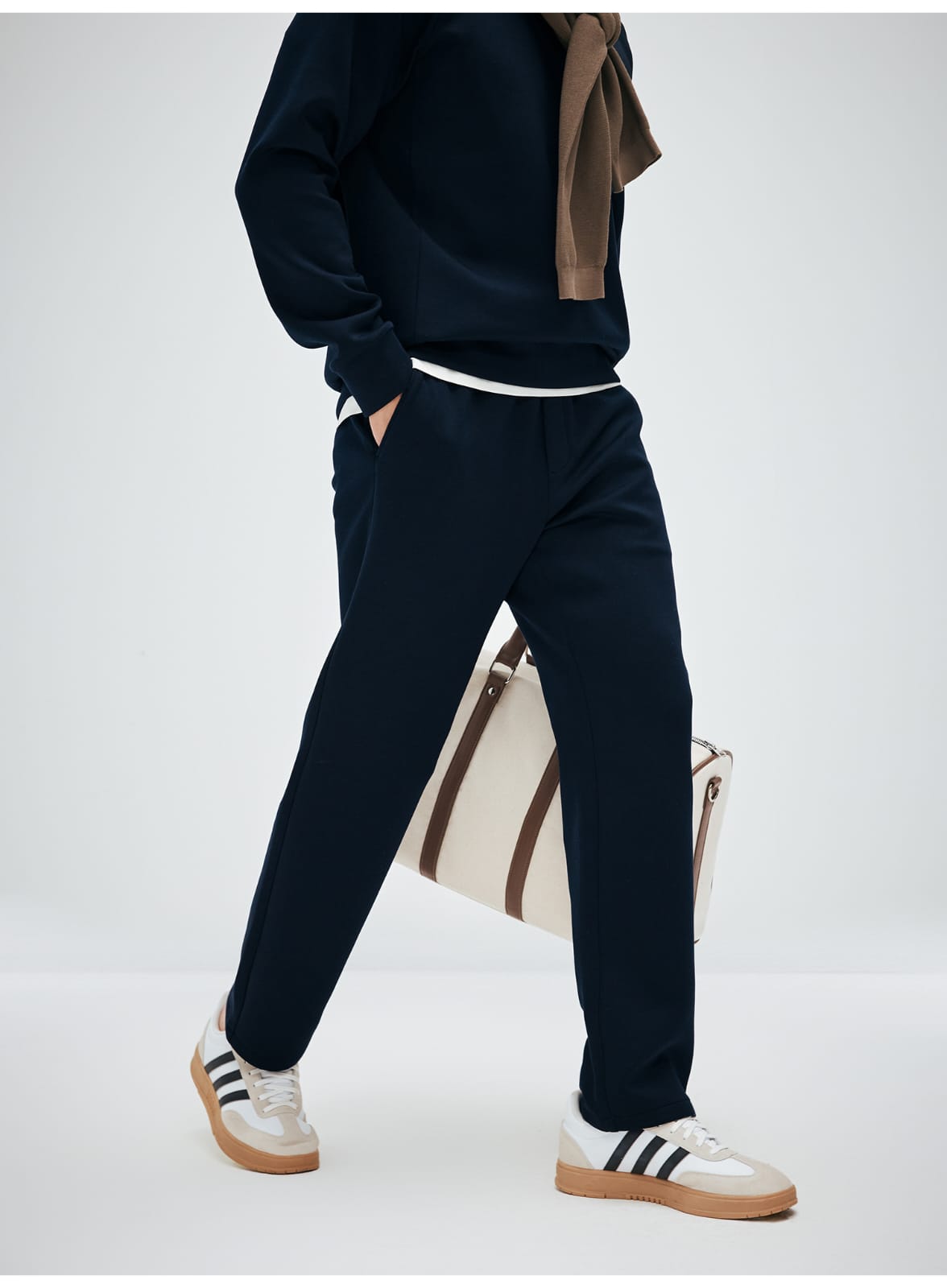 MODAL COTTON ROUND NECK NAVY BLUE  SWEATSHIRT