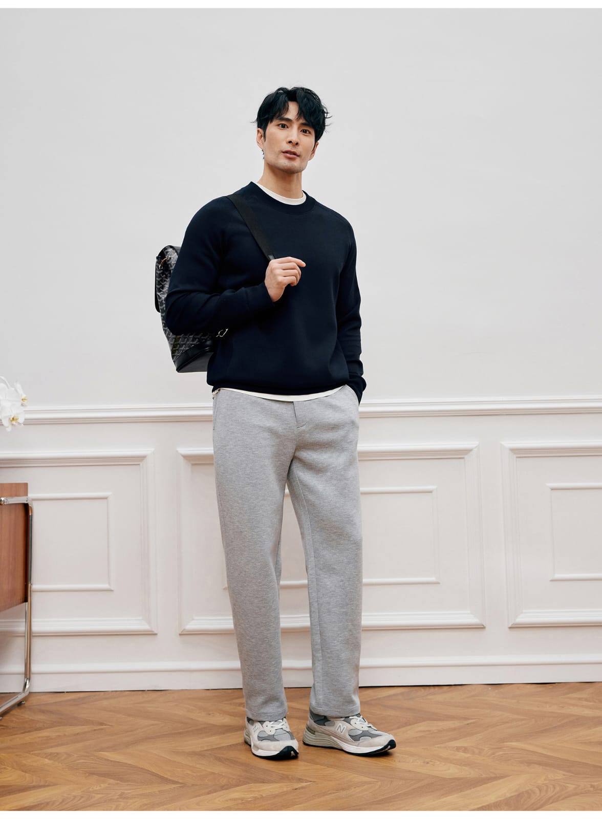 MODAL COTTON ROUND NECK NAVY BLUE  SWEATSHIRT