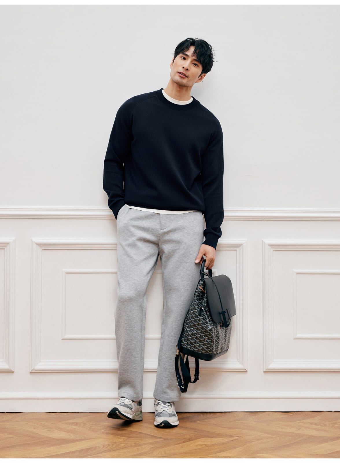 MODAL COTTON ROUND NECK NAVY BLUE  SWEATSHIRT