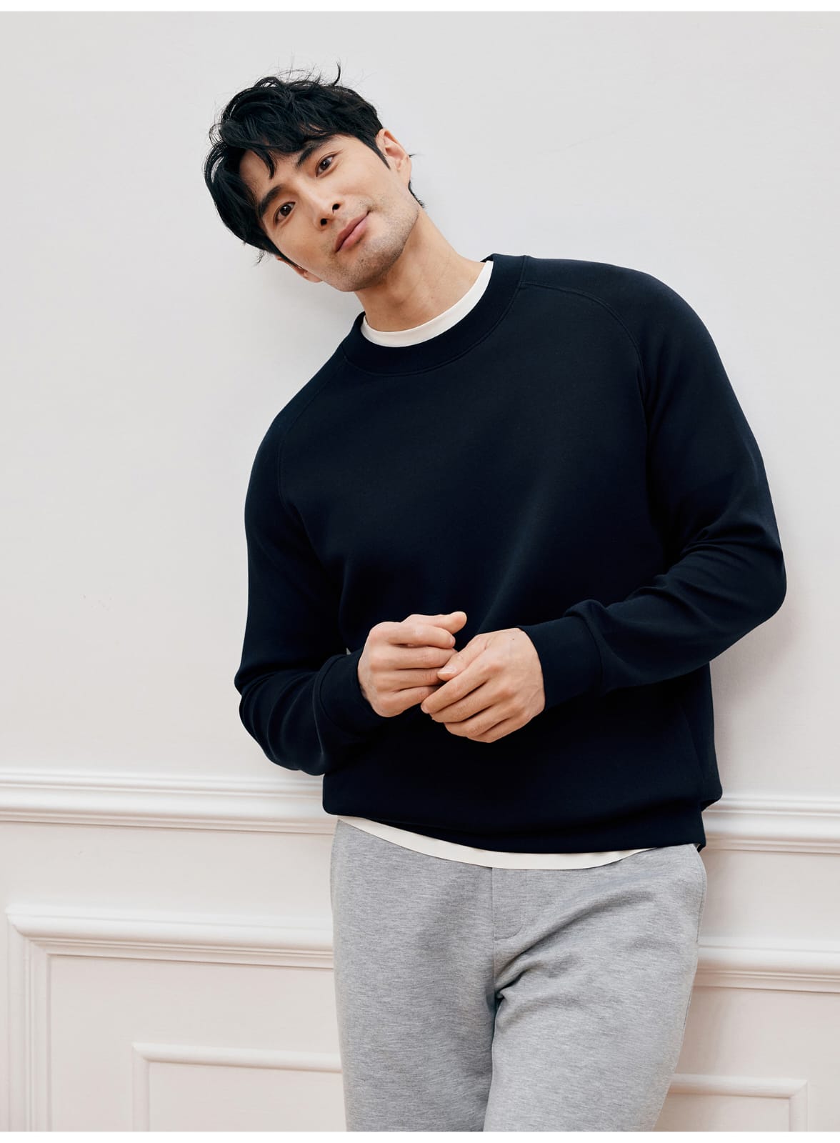 MODAL COTTON ROUND NECK NAVY BLUE  SWEATSHIRT