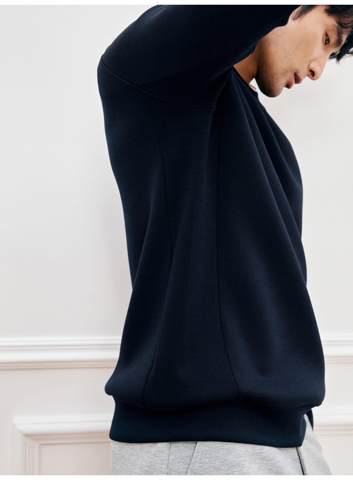 MODAL COTTON ROUND NECK NAVY BLUE  SWEATSHIRT