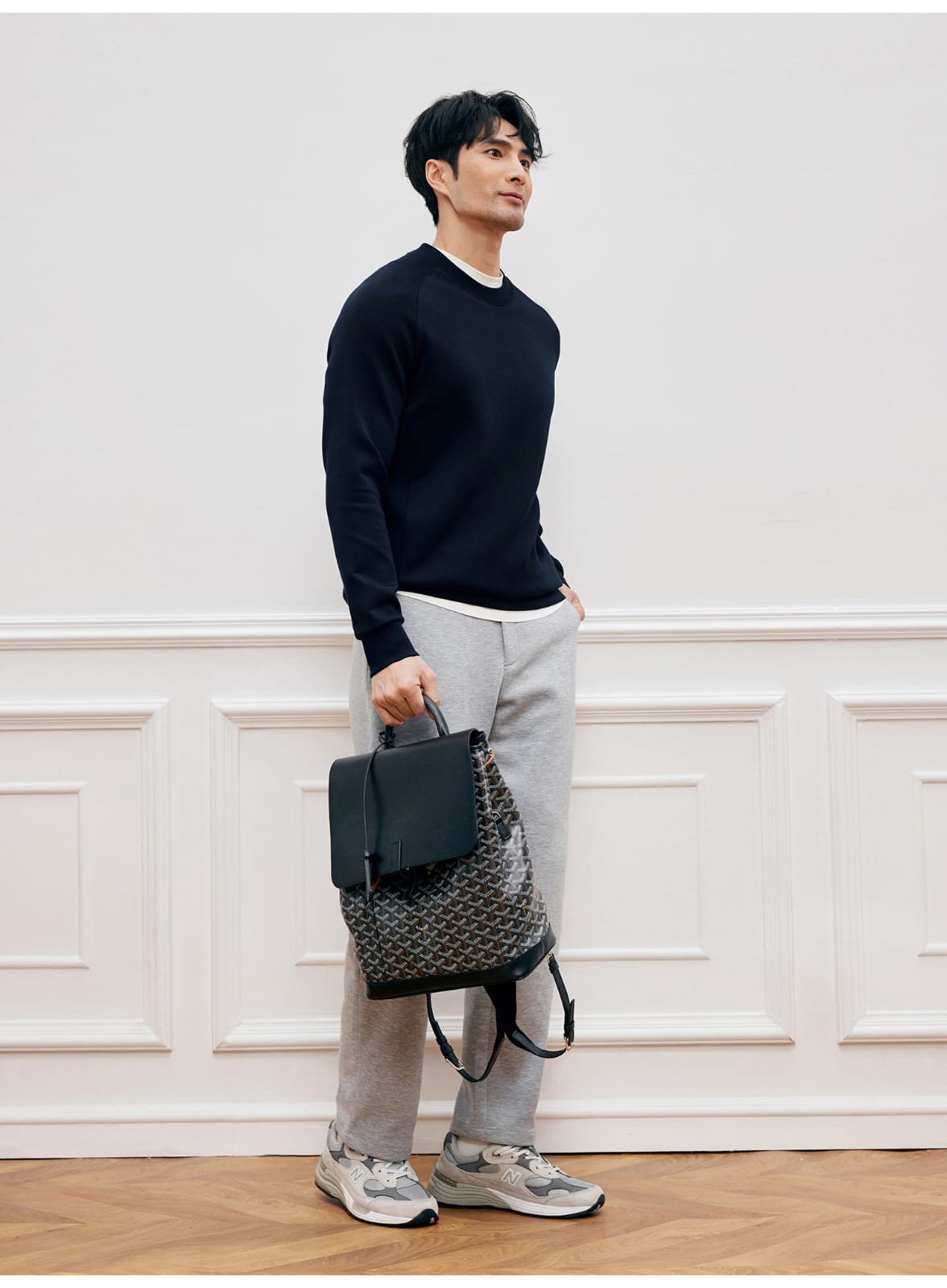 MODAL COTTON ROUND NECK NAVY BLUE  SWEATSHIRT