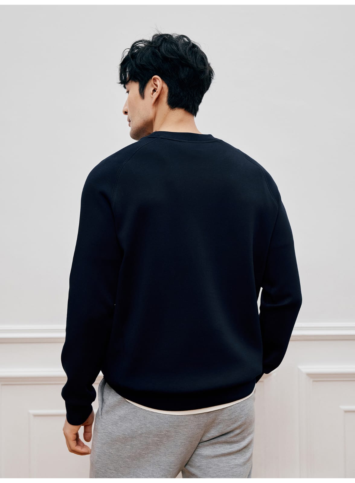 MODAL COTTON ROUND NECK NAVY BLUE  SWEATSHIRT