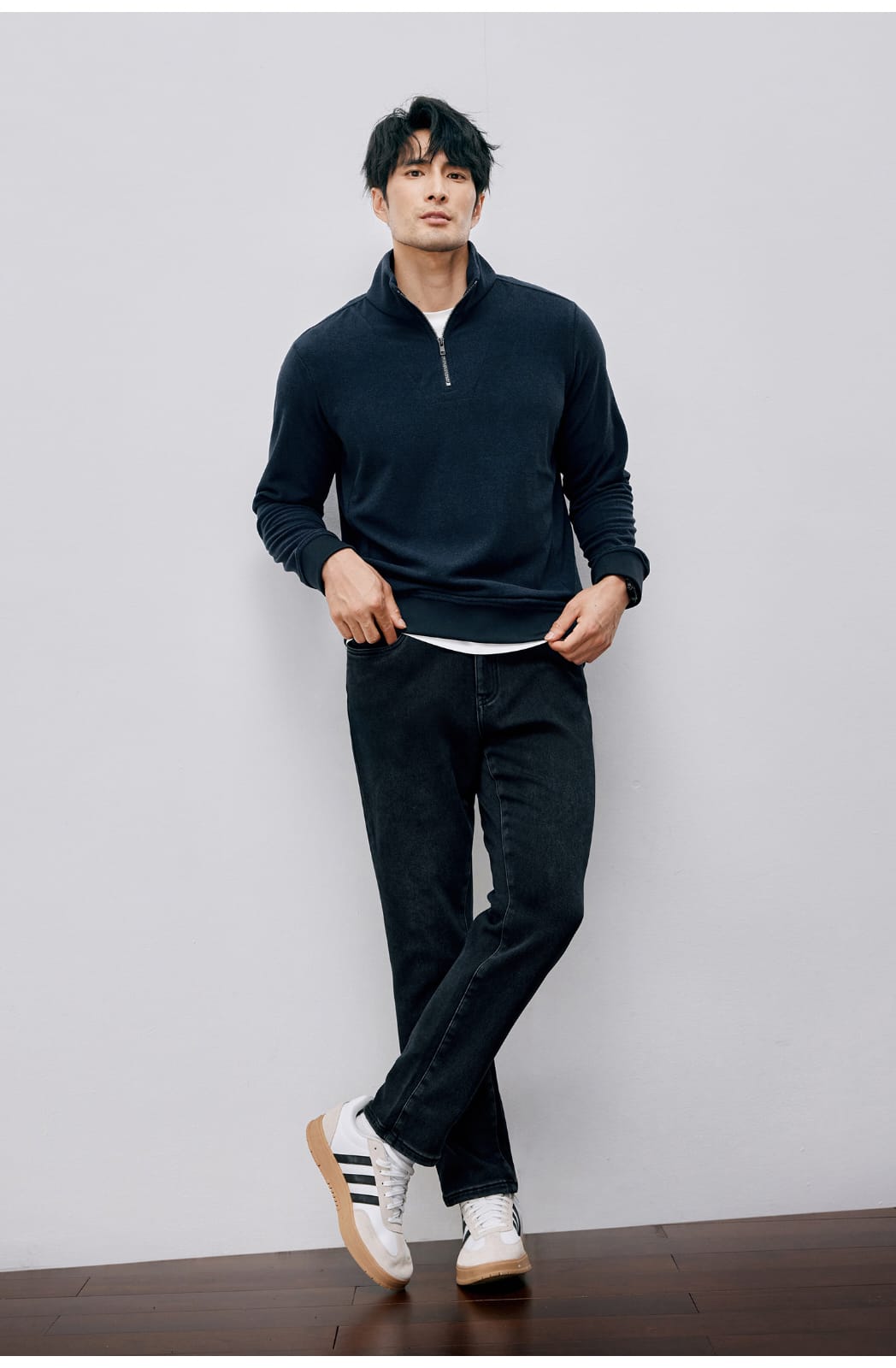 WINTER LIGHTWEIGHT WARM HALF ZIPPER KNIT SWEATSHIRT