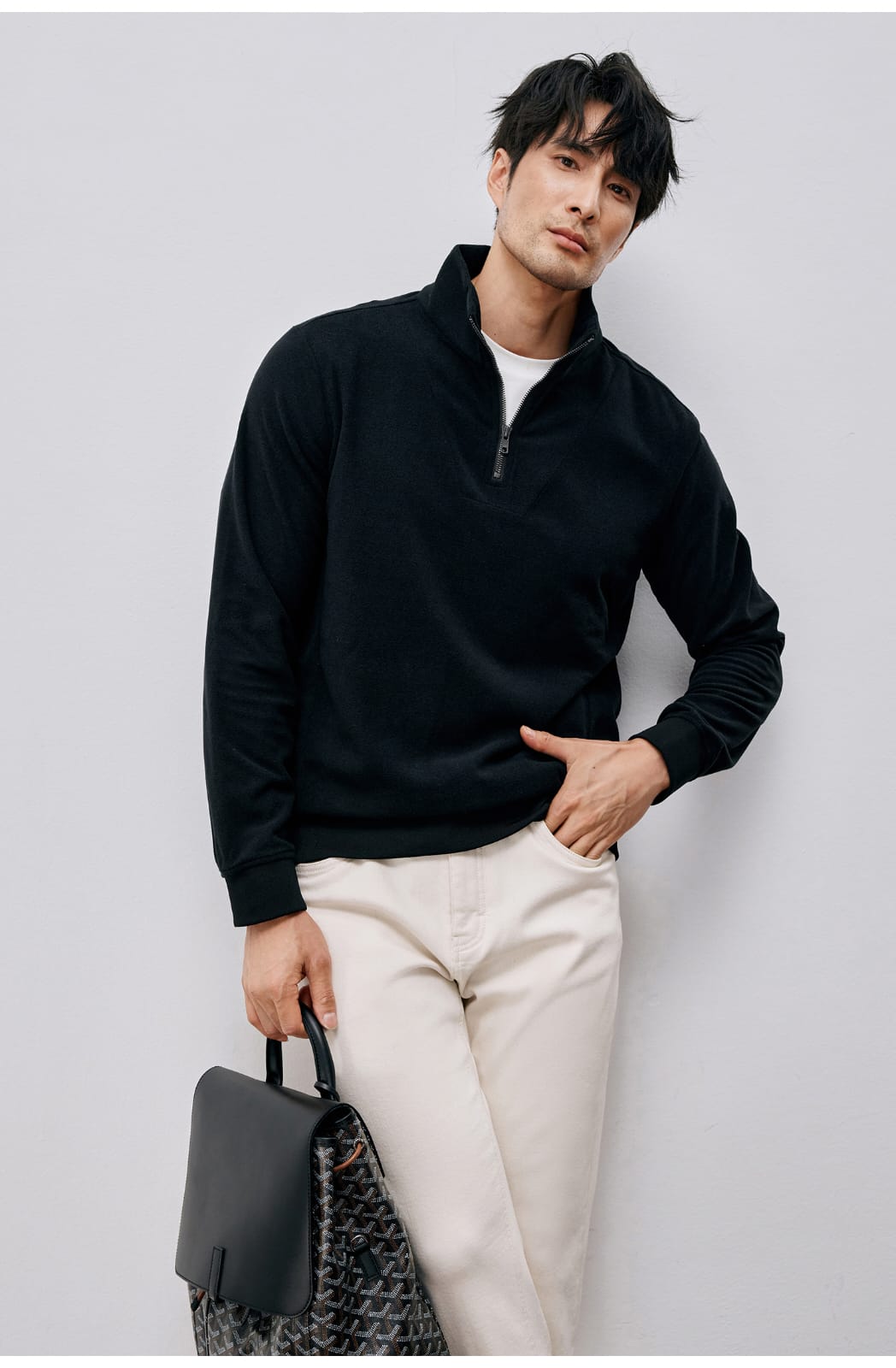 WINTER LIGHTWEIGHT WARM HALF ZIPPER KNIT SWEATSHIRT