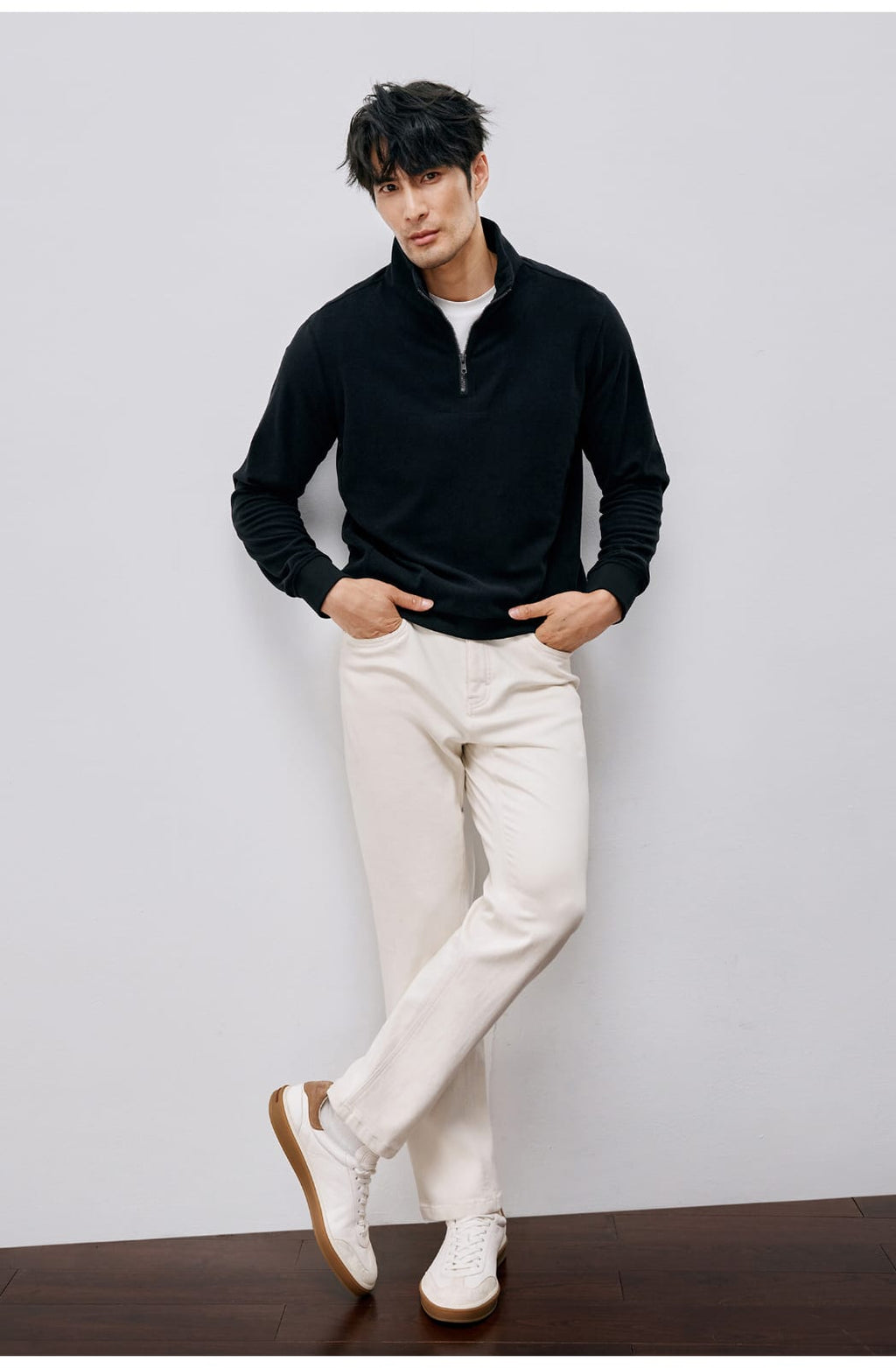 WINTER LIGHTWEIGHT WARM HALF ZIPPER KNIT SWEATSHIRT