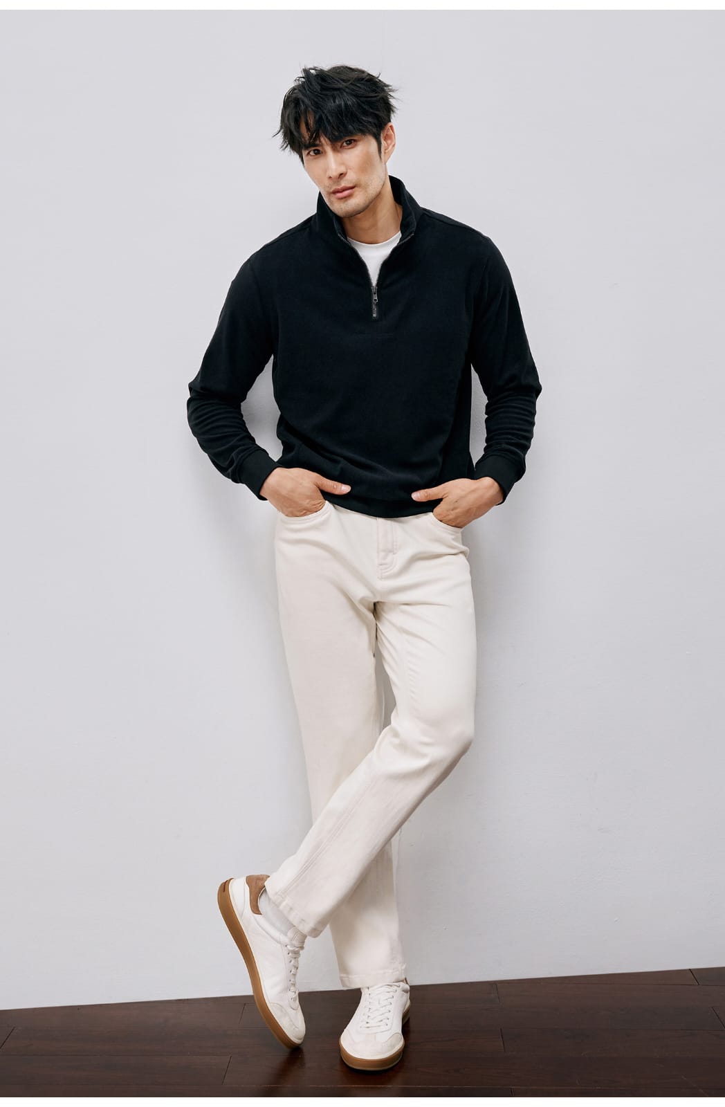 WINTER LIGHTWEIGHT WARM HALF ZIPPER KNIT SWEATSHIRT