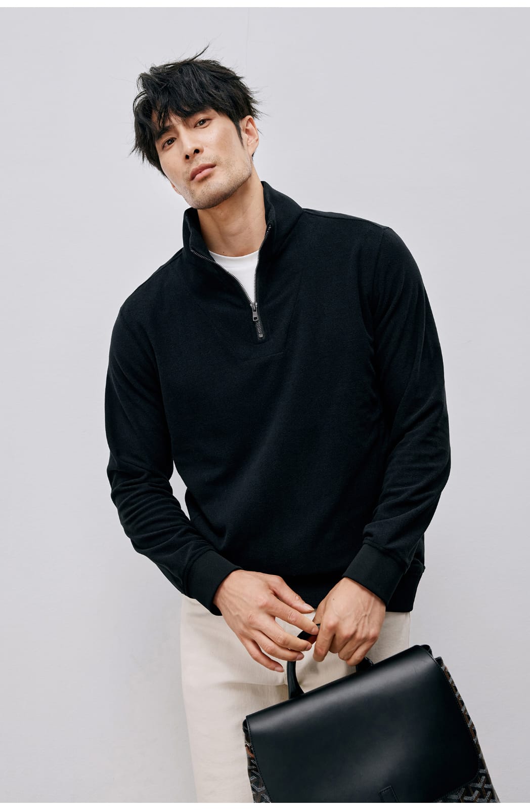WINTER LIGHTWEIGHT WARM HALF ZIPPER KNIT SWEATSHIRT