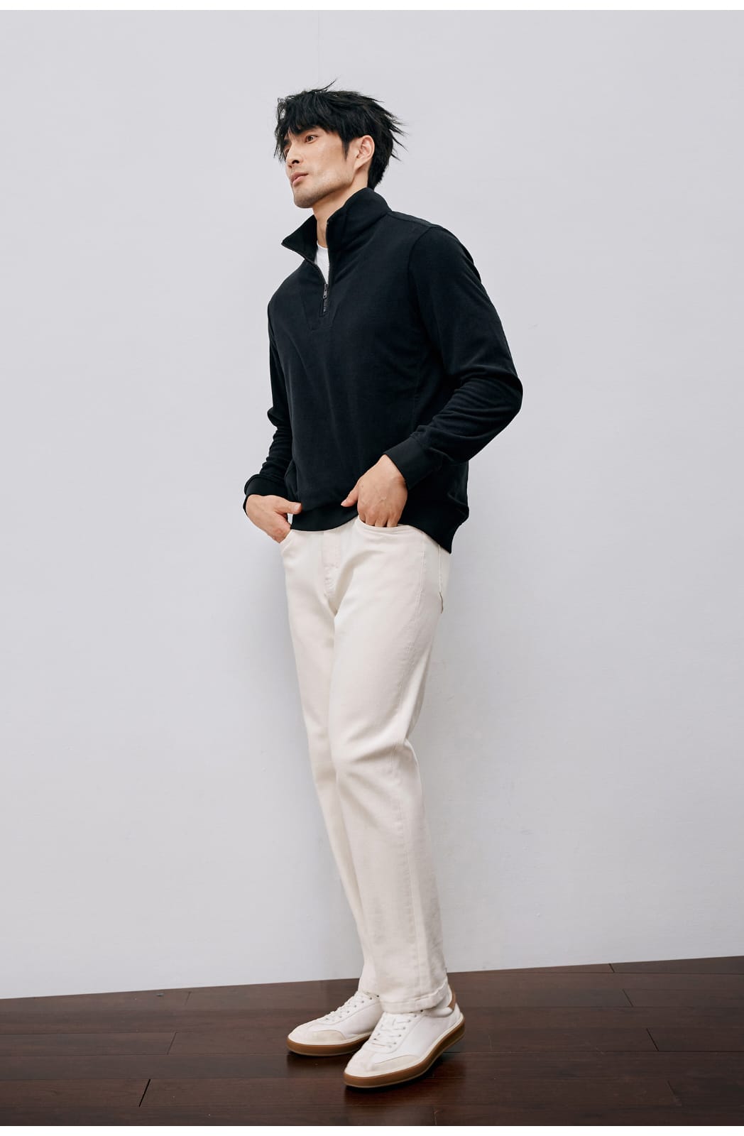 WINTER LIGHTWEIGHT WARM HALF ZIPPER KNIT SWEATSHIRT