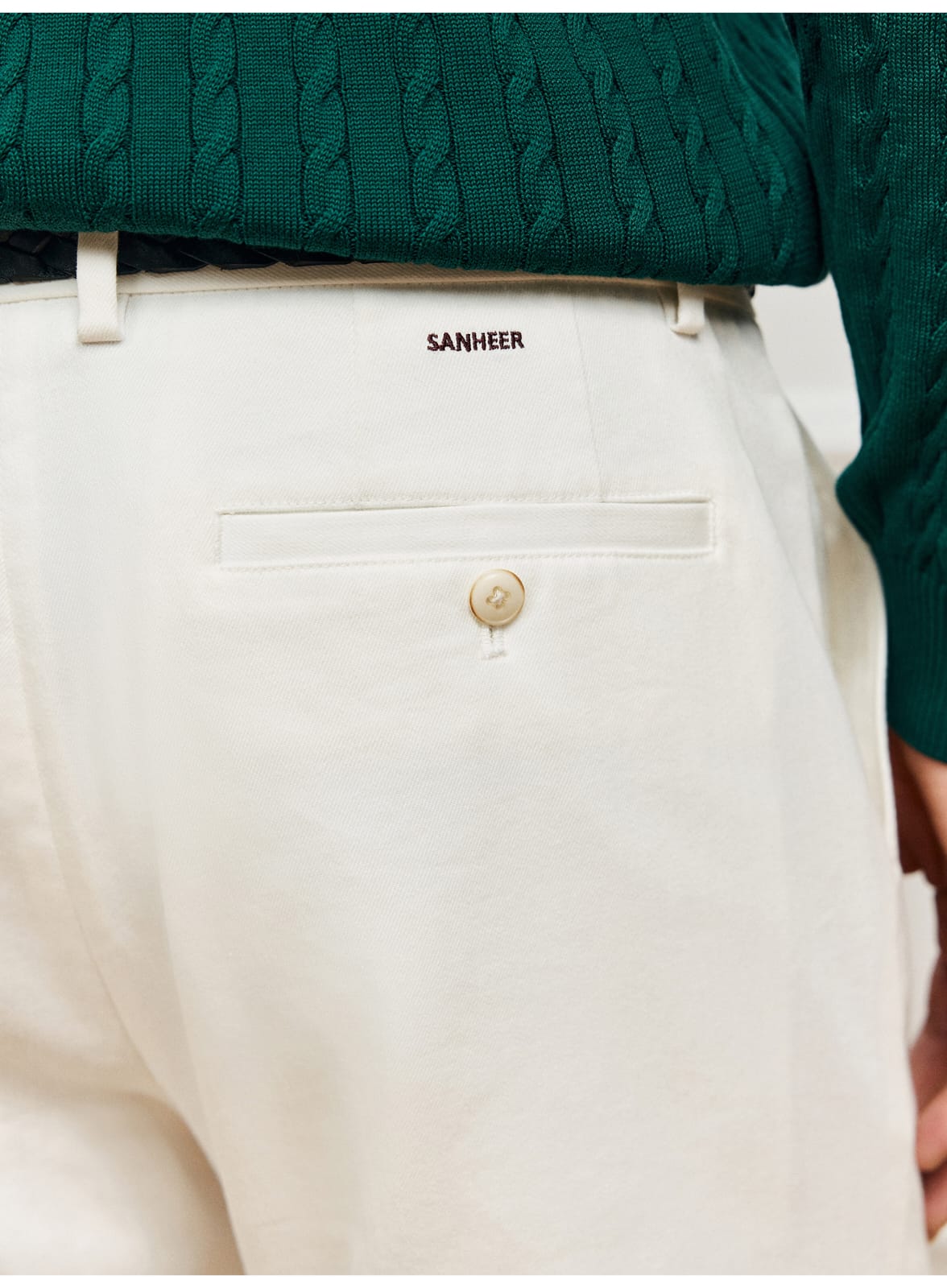 EASY CARE WHITE PLEATED STRAIGHT SPRING SUMMER ANTI-FOULING FABRIC PANTS