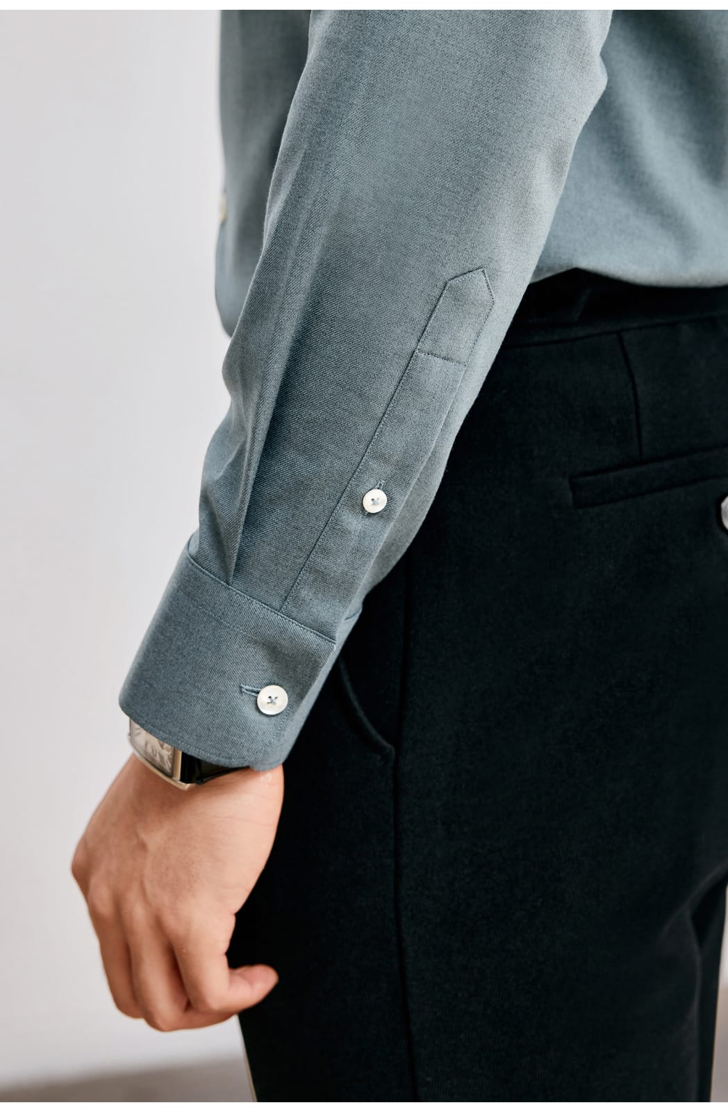 WINTER WOOL MODAL WINDSOR COLLAR LONG SLEEVE SHIRT