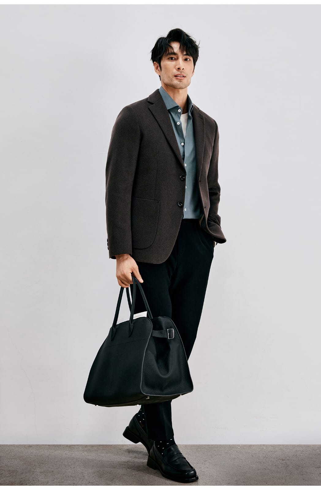WINTER WOOL MODAL WINDSOR COLLAR LONG SLEEVE SHIRT