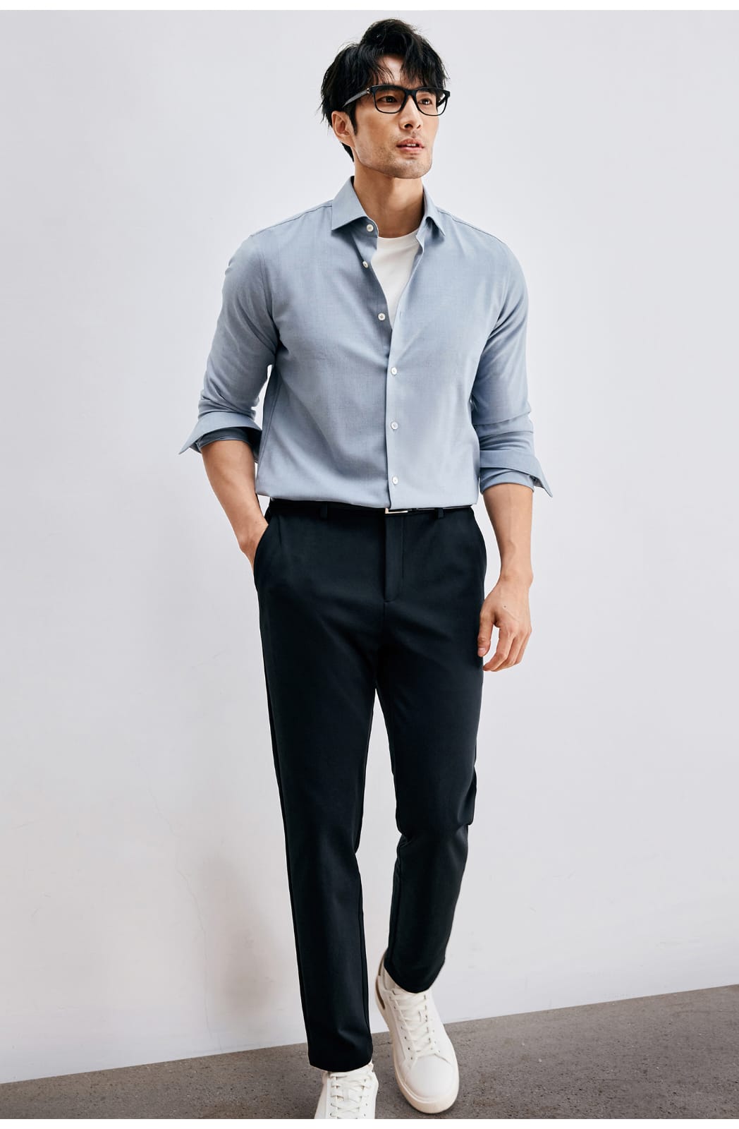 WINTER WOOL MODAL WINDSOR COLLAR LONG SLEEVE SHIRT
