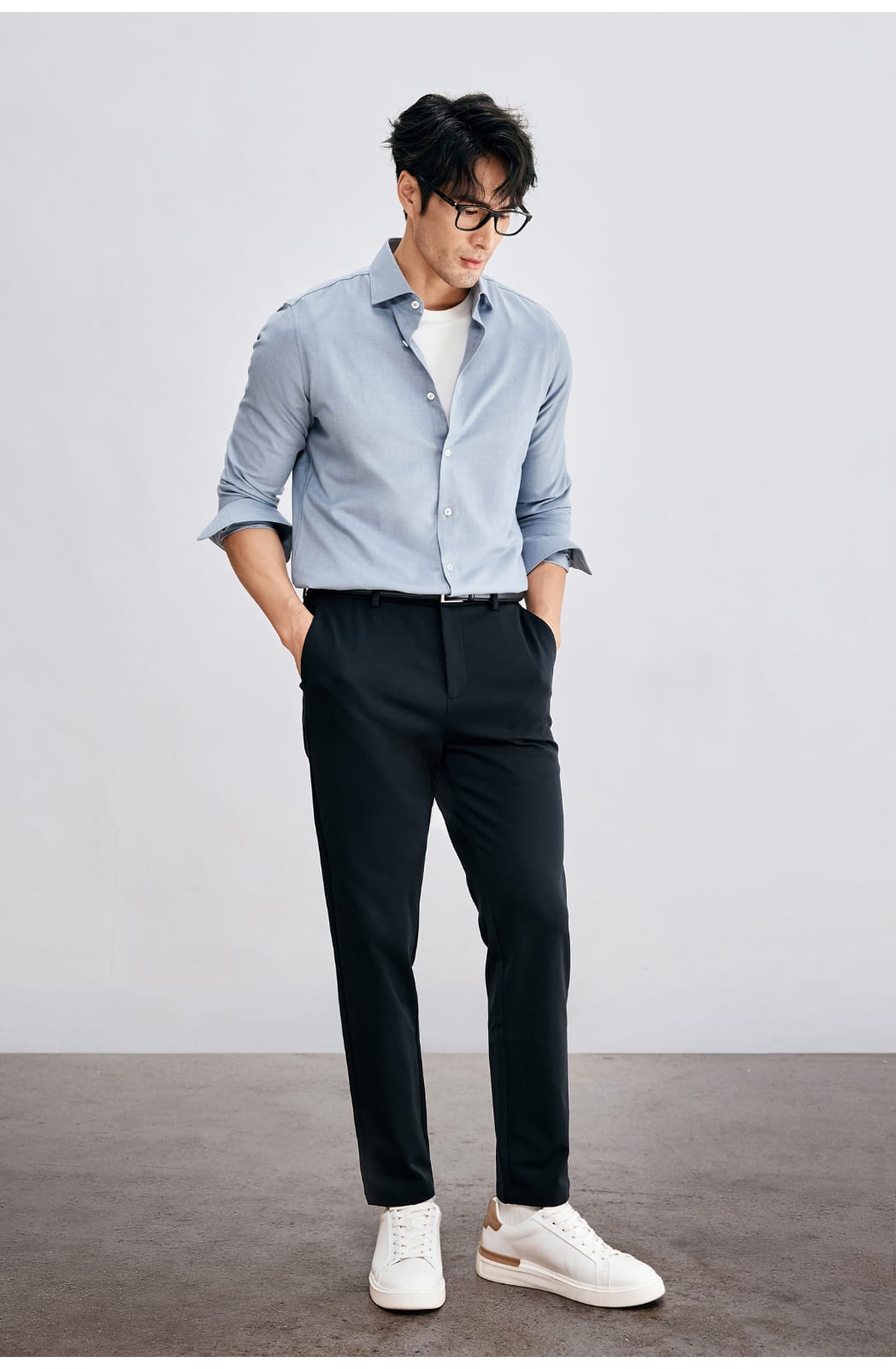 WINTER WOOL MODAL WINDSOR COLLAR LONG SLEEVE SHIRT