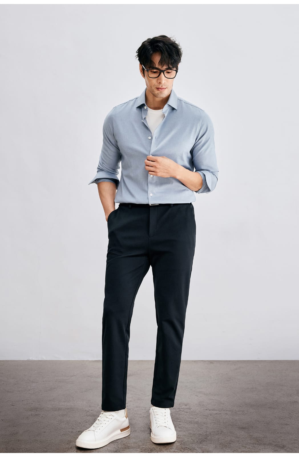 WINTER WOOL MODAL WINDSOR COLLAR LONG SLEEVE SHIRT