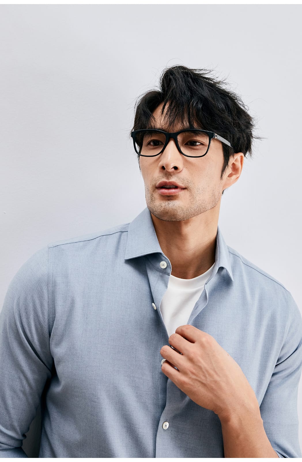 WINTER WOOL MODAL WINDSOR COLLAR LONG SLEEVE SHIRT