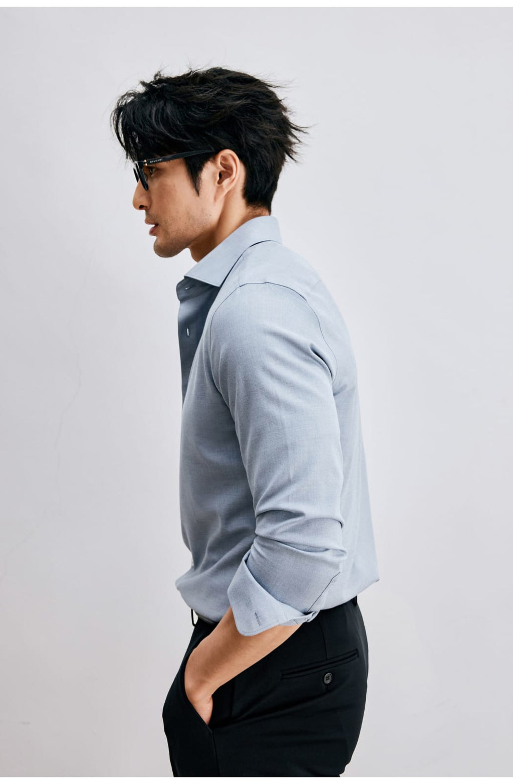 WINTER WOOL MODAL WINDSOR COLLAR LONG SLEEVE SHIRT