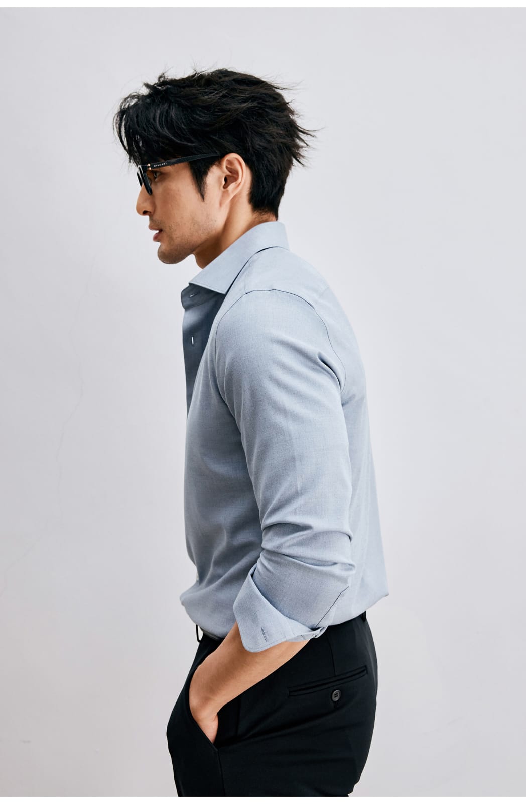WINTER WOOL MODAL WINDSOR COLLAR LONG SLEEVE SHIRT