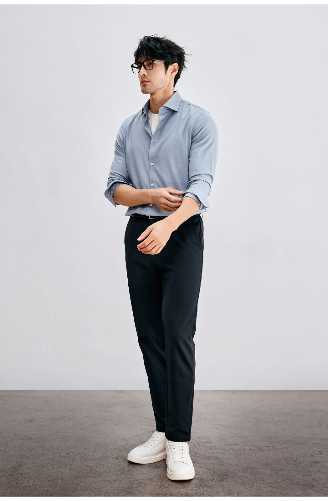 WINTER WOOL MODAL WINDSOR COLLAR LONG SLEEVE SHIRT