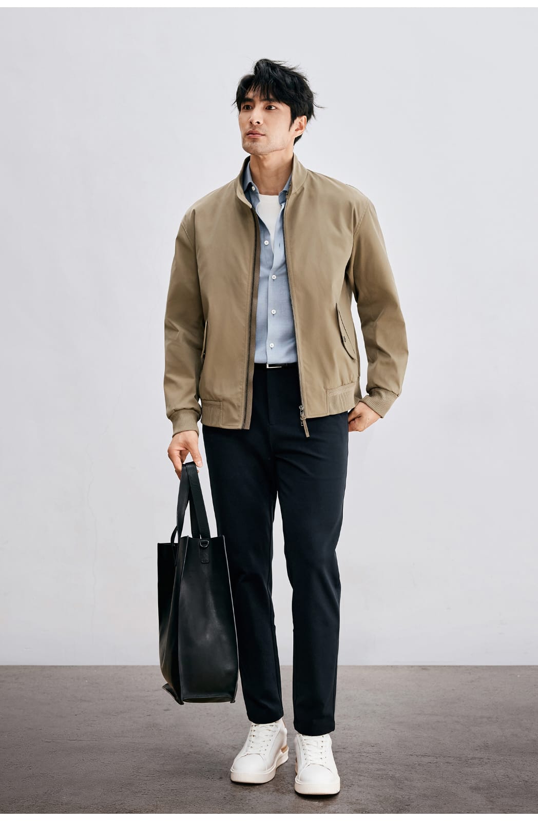 WINTER WOOL MODAL WINDSOR COLLAR LONG SLEEVE SHIRT