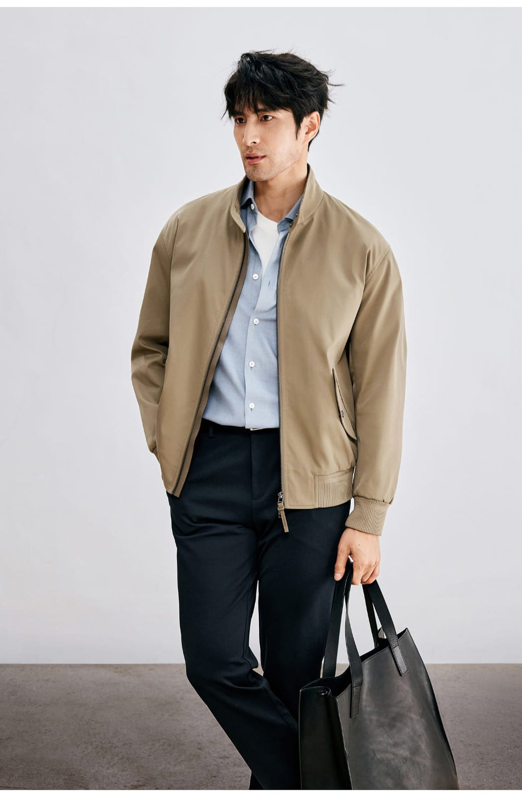 WINTER WOOL MODAL WINDSOR COLLAR LONG SLEEVE SHIRT