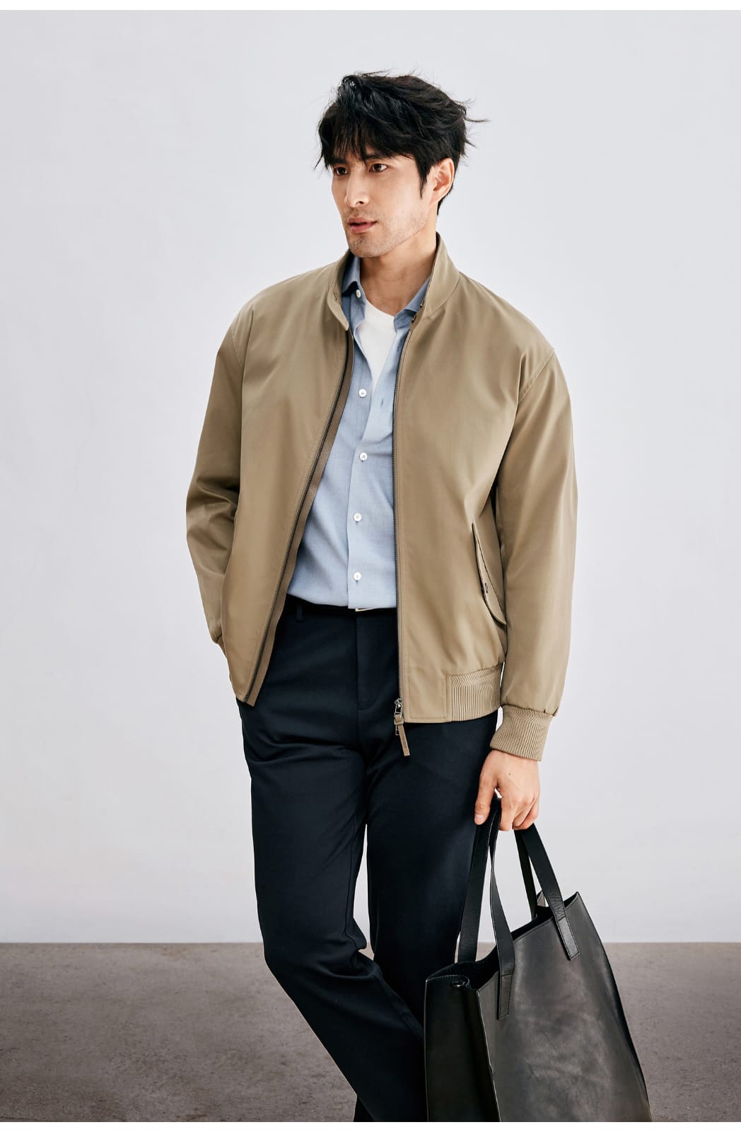 WINTER WOOL MODAL WINDSOR COLLAR LONG SLEEVE SHIRT