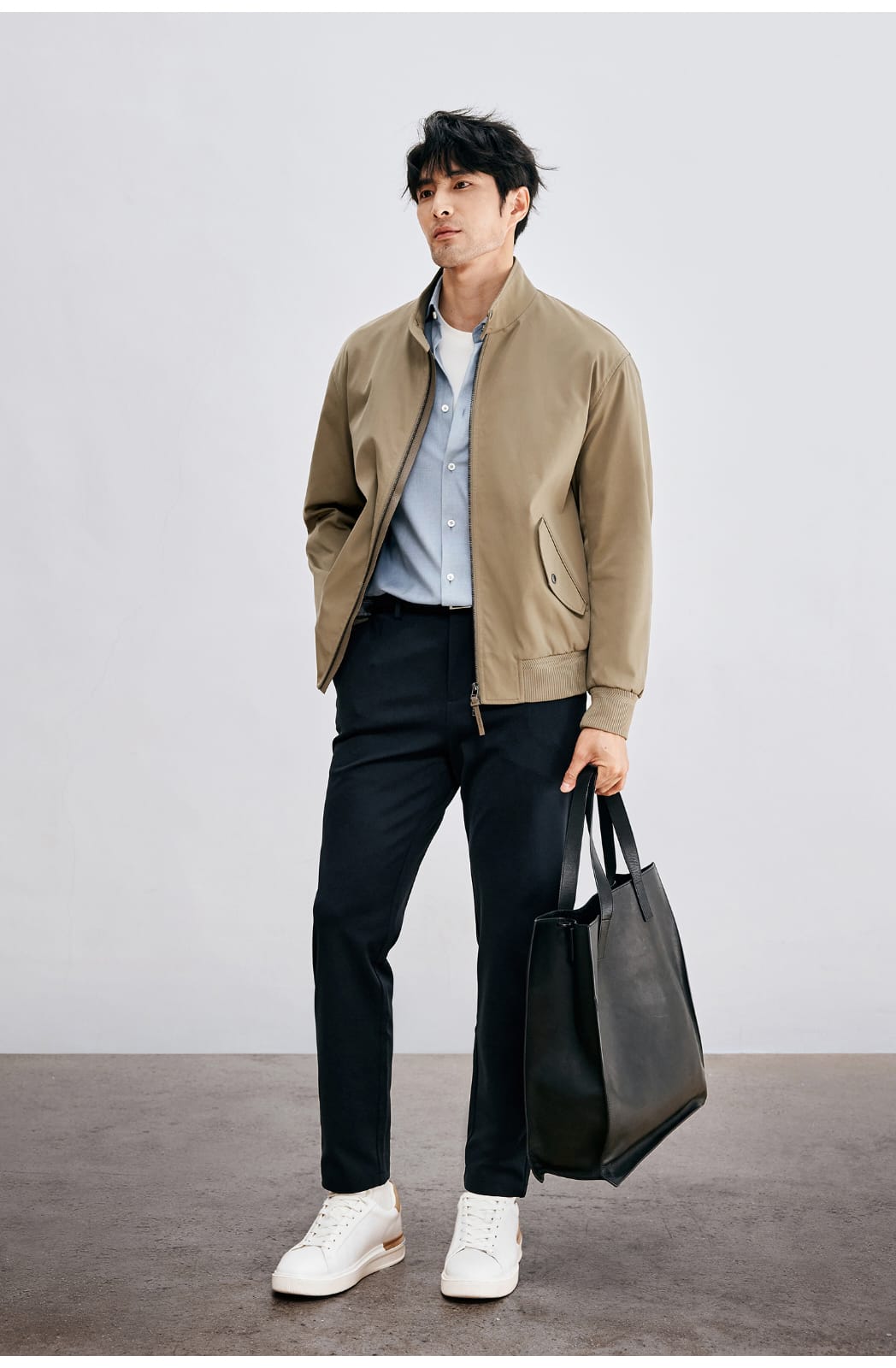 WINTER WOOL MODAL WINDSOR COLLAR LONG SLEEVE SHIRT