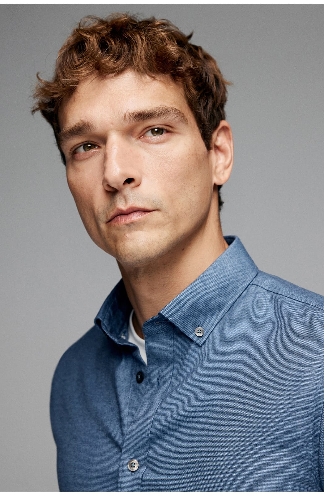HIGH-END SILK COTTON JACQUARD LONG SLEEVE DARK BLUE SHIRT