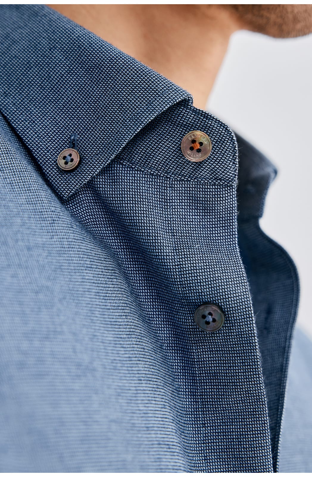 HIGH-END SILK COTTON JACQUARD LONG SLEEVE DARK BLUE SHIRT