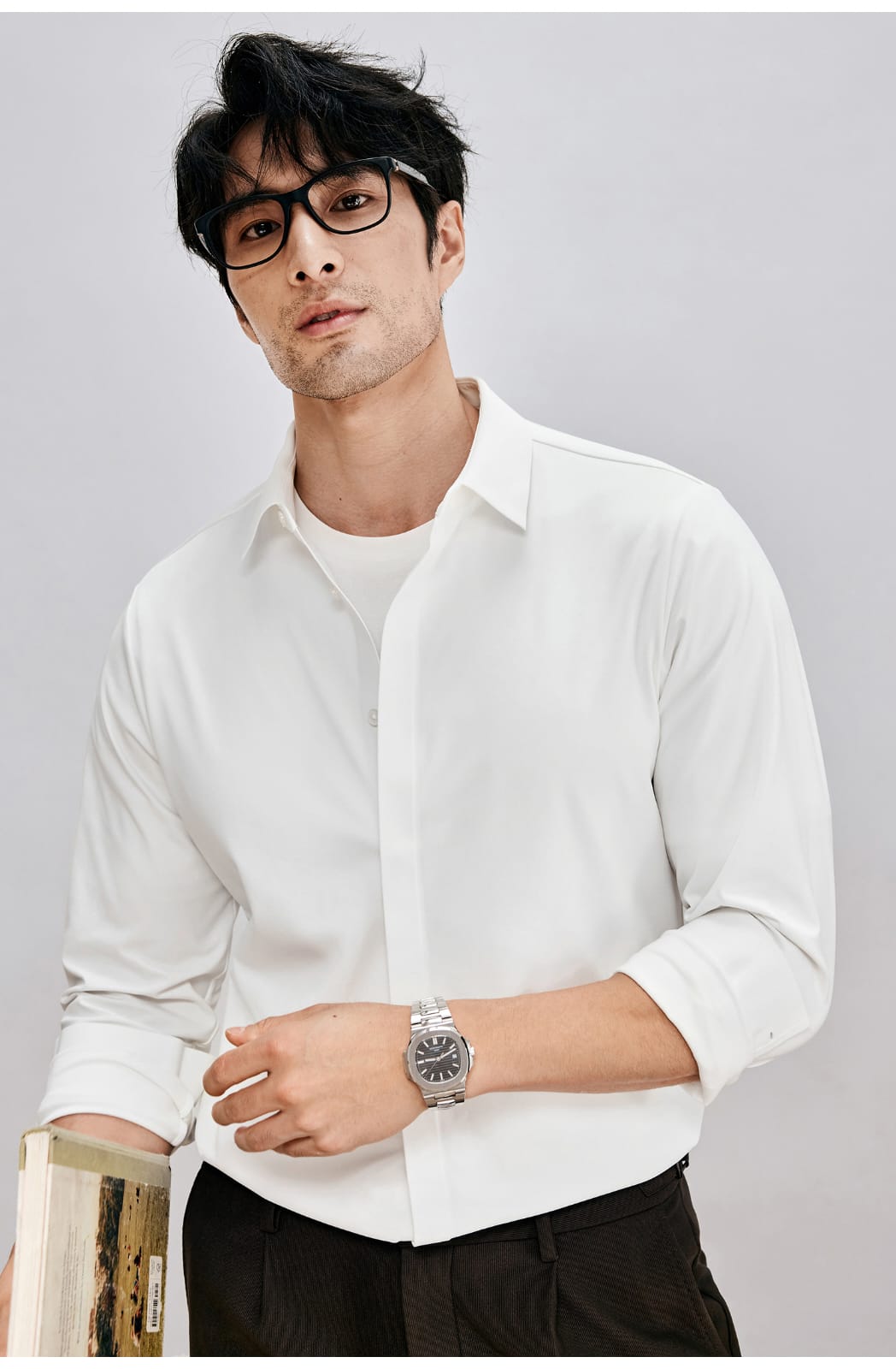 ANTI-WRINKLE SEAMLESS FITTING BUSINESS GENTLEMAN LONG SLEEVE SHIRT