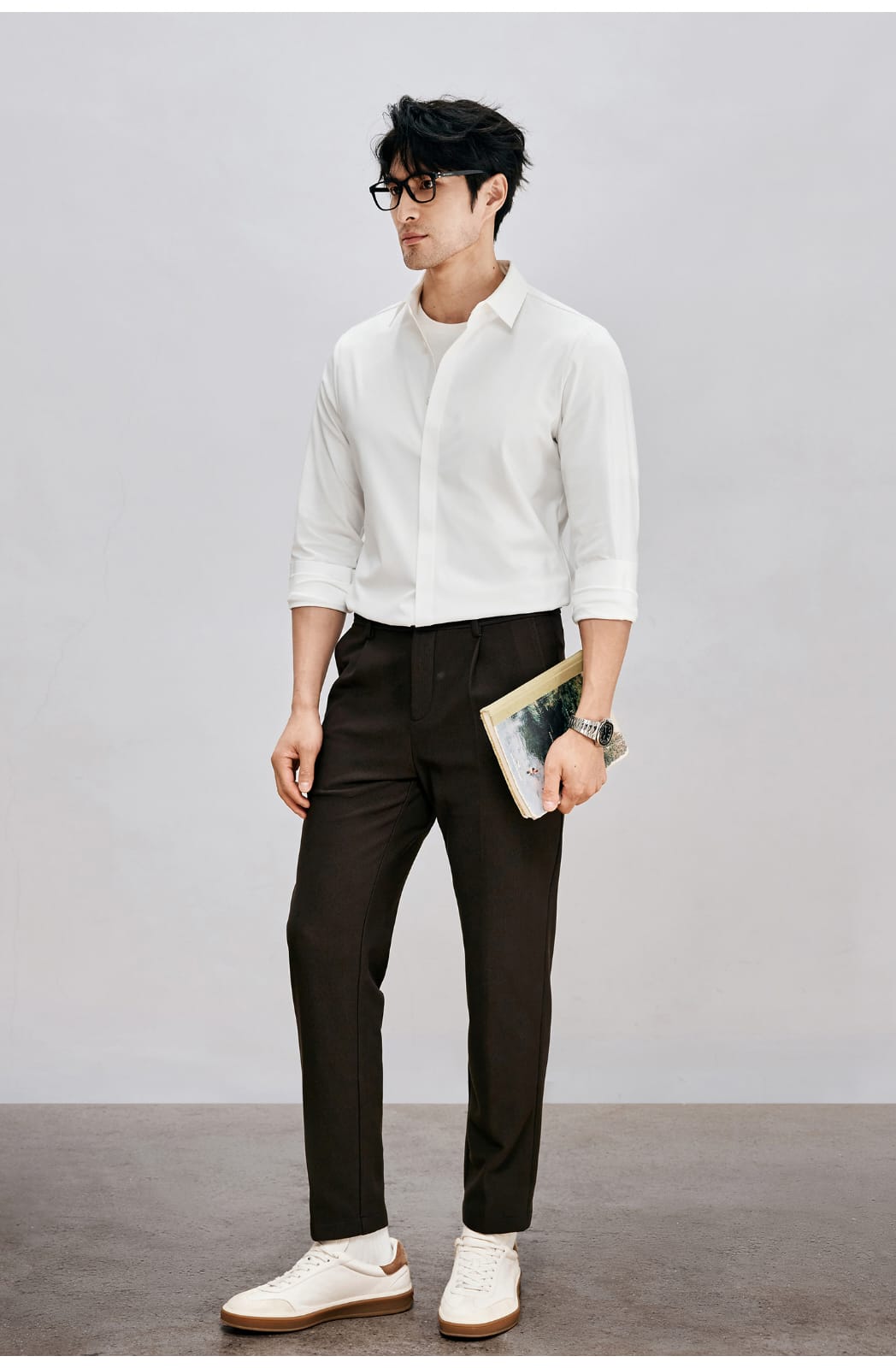 ANTI-WRINKLE SEAMLESS FITTING BUSINESS GENTLEMAN LONG SLEEVE SHIRT