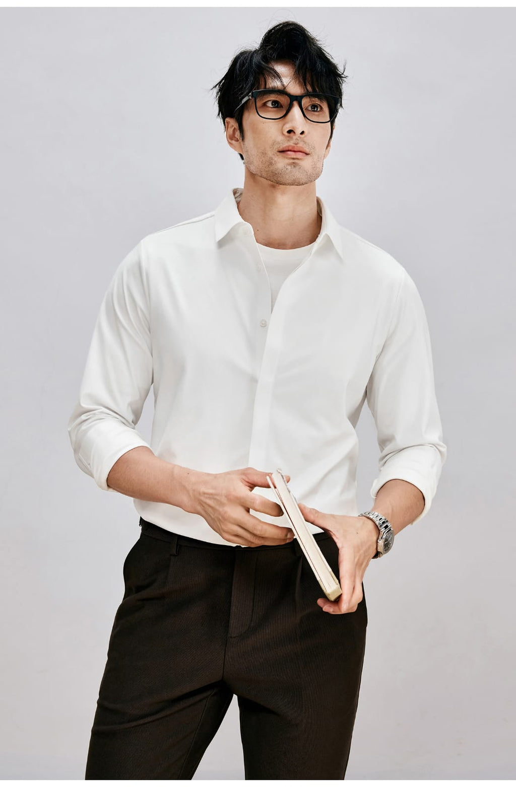 ANTI-WRINKLE SEAMLESS FITTING BUSINESS GENTLEMAN LONG SLEEVE SHIRT