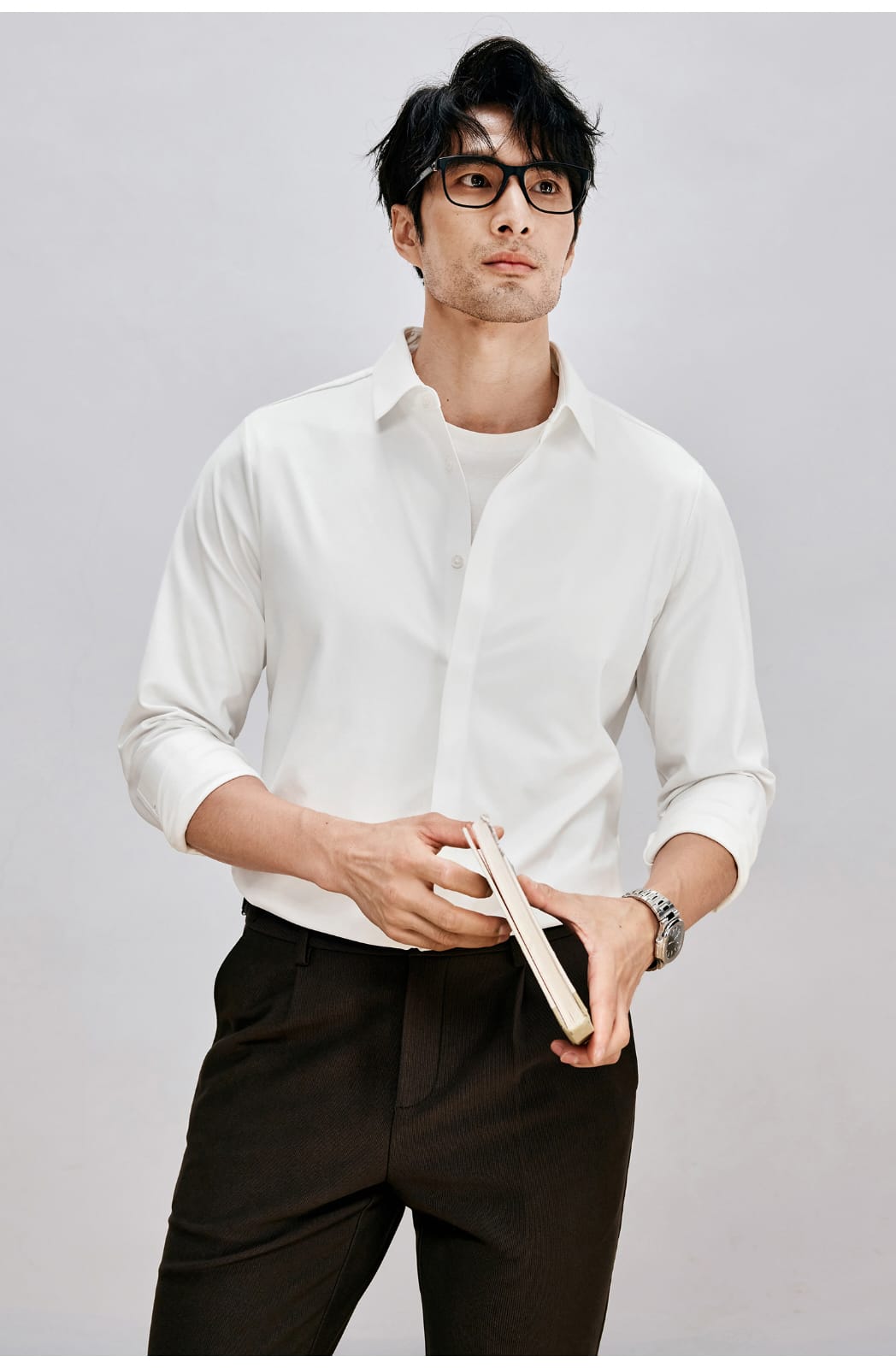 ANTI-WRINKLE SEAMLESS FITTING BUSINESS GENTLEMAN LONG SLEEVE SHIRT