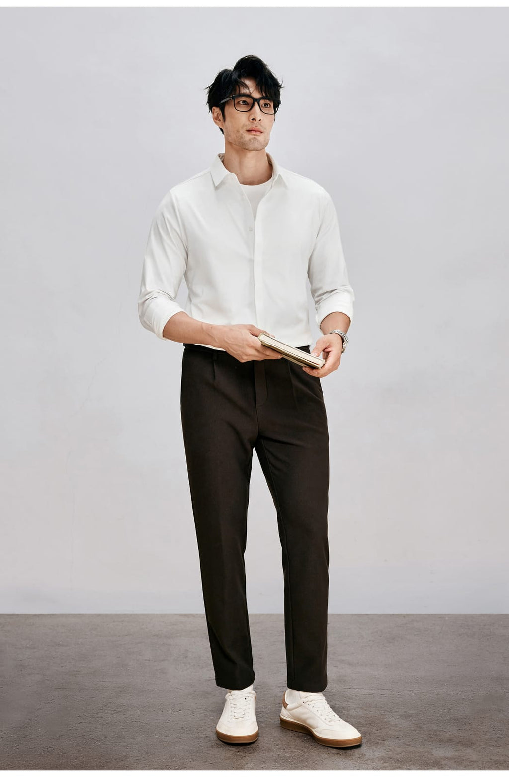 ANTI-WRINKLE SEAMLESS FITTING BUSINESS GENTLEMAN LONG SLEEVE SHIRT