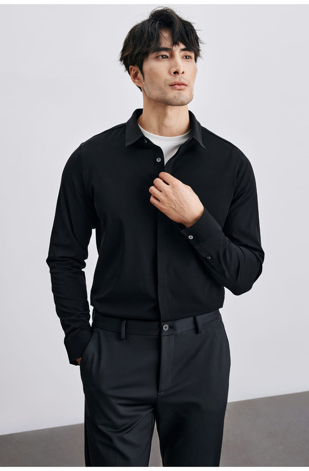 ANTI-WRINKLE SEAMLESS FITTING BUSINESS GENTLEMAN LONG SLEEVE SHIRT
