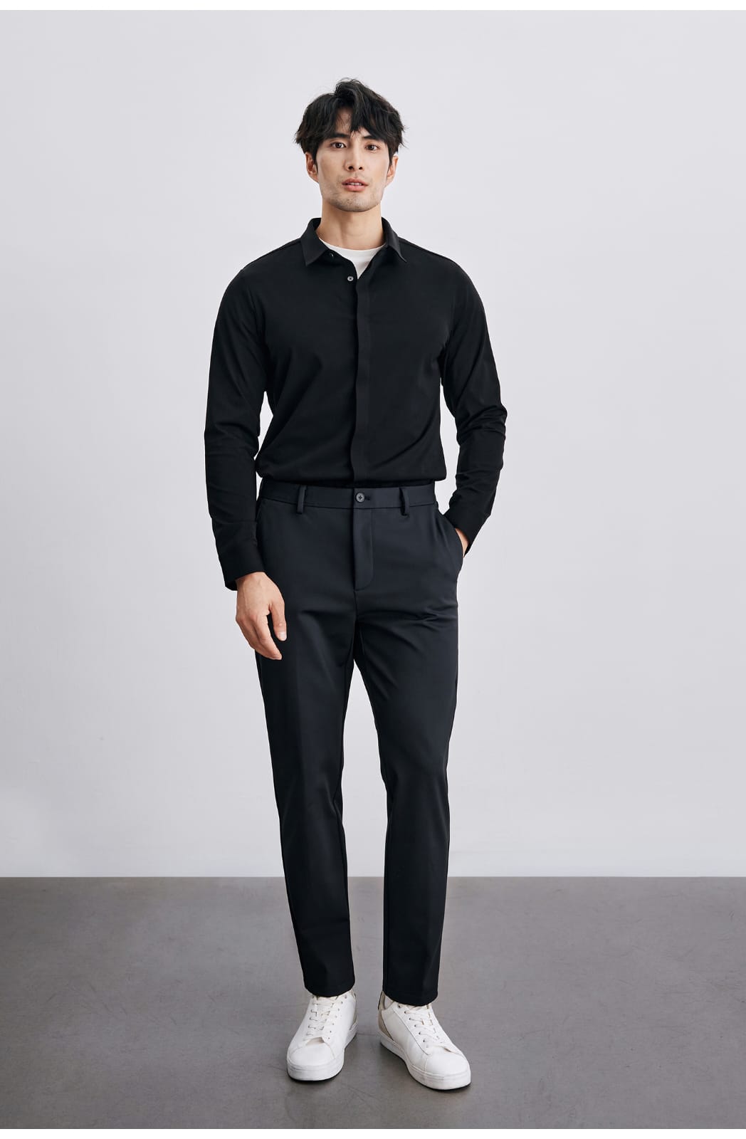 ANTI-WRINKLE SEAMLESS FITTING BUSINESS GENTLEMAN LONG SLEEVE SHIRT