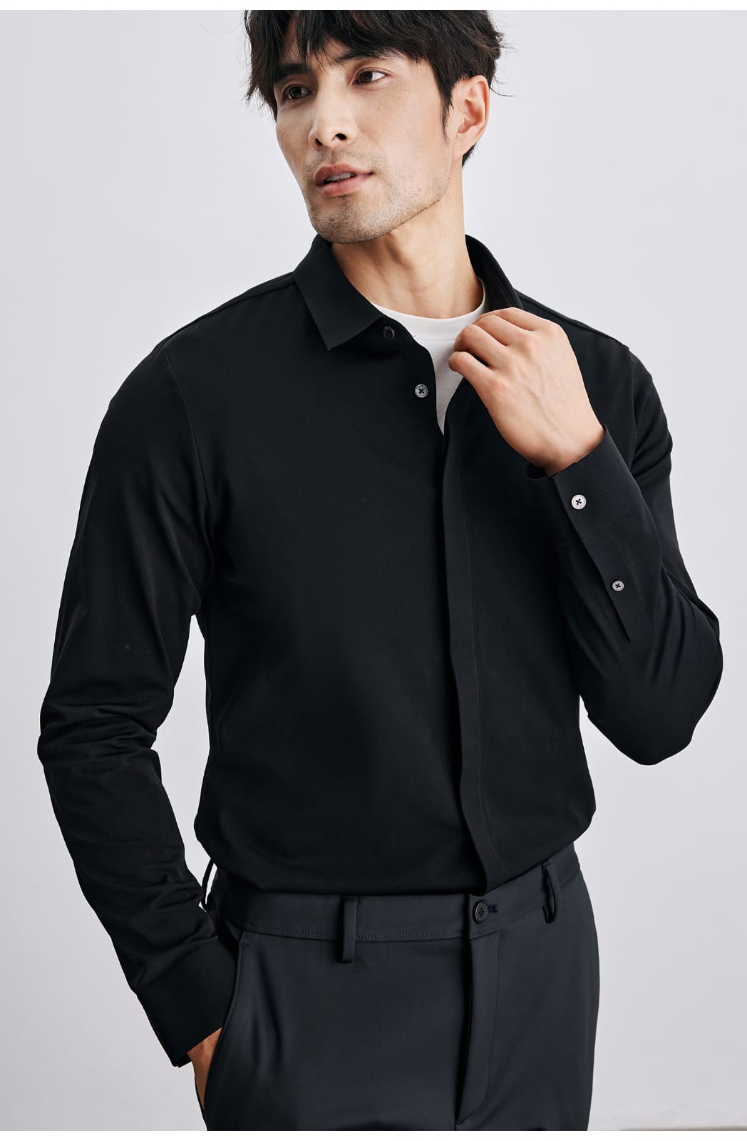 ANTI-WRINKLE SEAMLESS FITTING BUSINESS GENTLEMAN LONG SLEEVE SHIRT