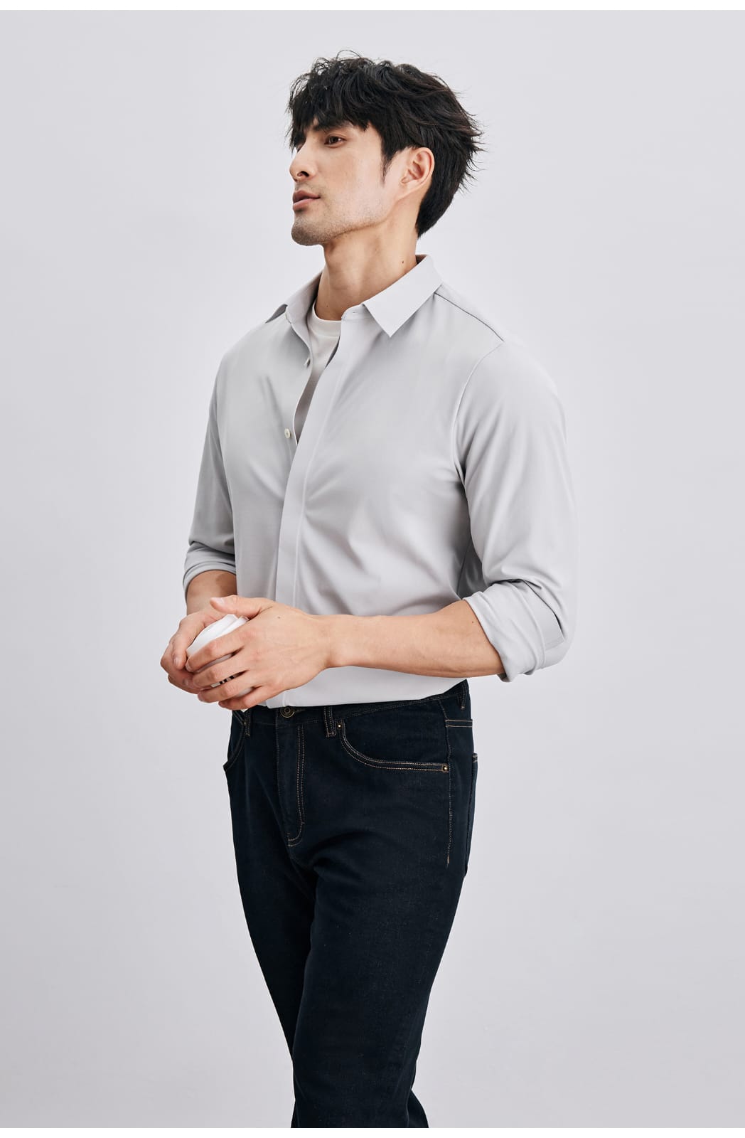 ANTI-WRINKLE SEAMLESS FITTING BUSINESS GENTLEMAN LONG SLEEVE SHIRT